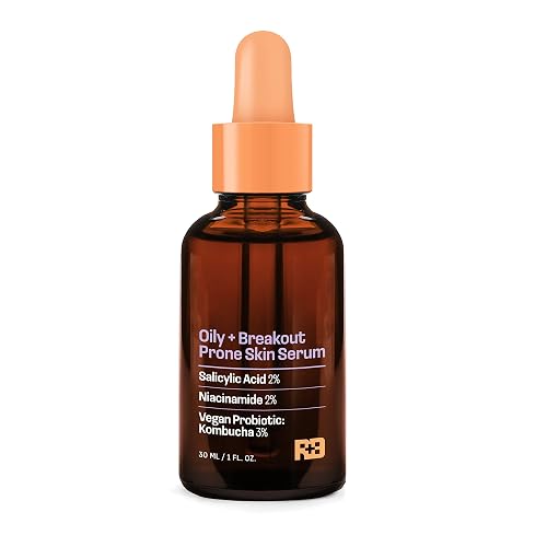 Real Basic Skin Serum for Oily Skin and Breakouts with Salicyclic Acid, Niacinamide & Vegan Probiotic Kombucha 1 oz. - Salicylic Acid Face Serum Beauty & Personal Care REAL BASIC