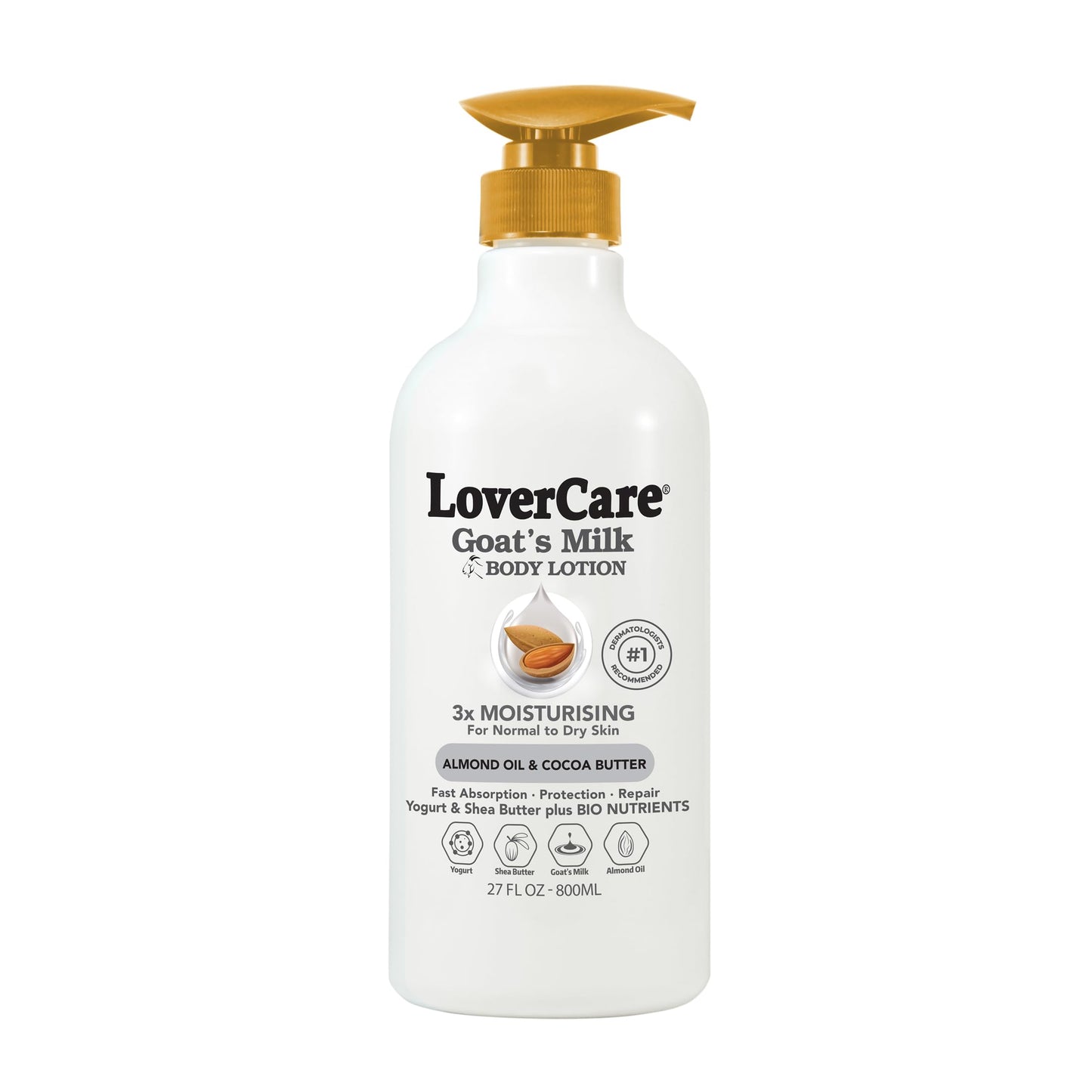Lovercare Goat Milk Body Lotion for Dry Skin Almond Oil & Cocoa Butter 27.05oz (800ml) - Single… Beauty & Personal Care Lover's Care