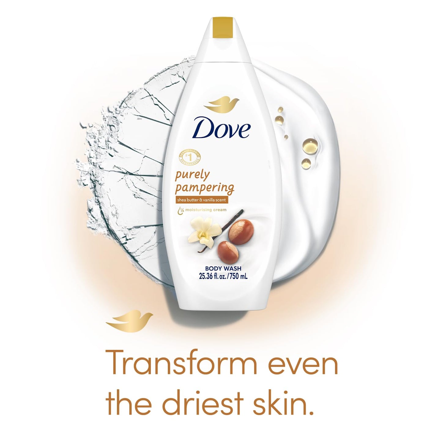 Dove Body Wash 6-Pack - Purely Pampering, Shea Butter & Warm Vanilla for Softer, Smoother Skin, 25.36 Fl Oz Ea Beauty & Personal Care Dove