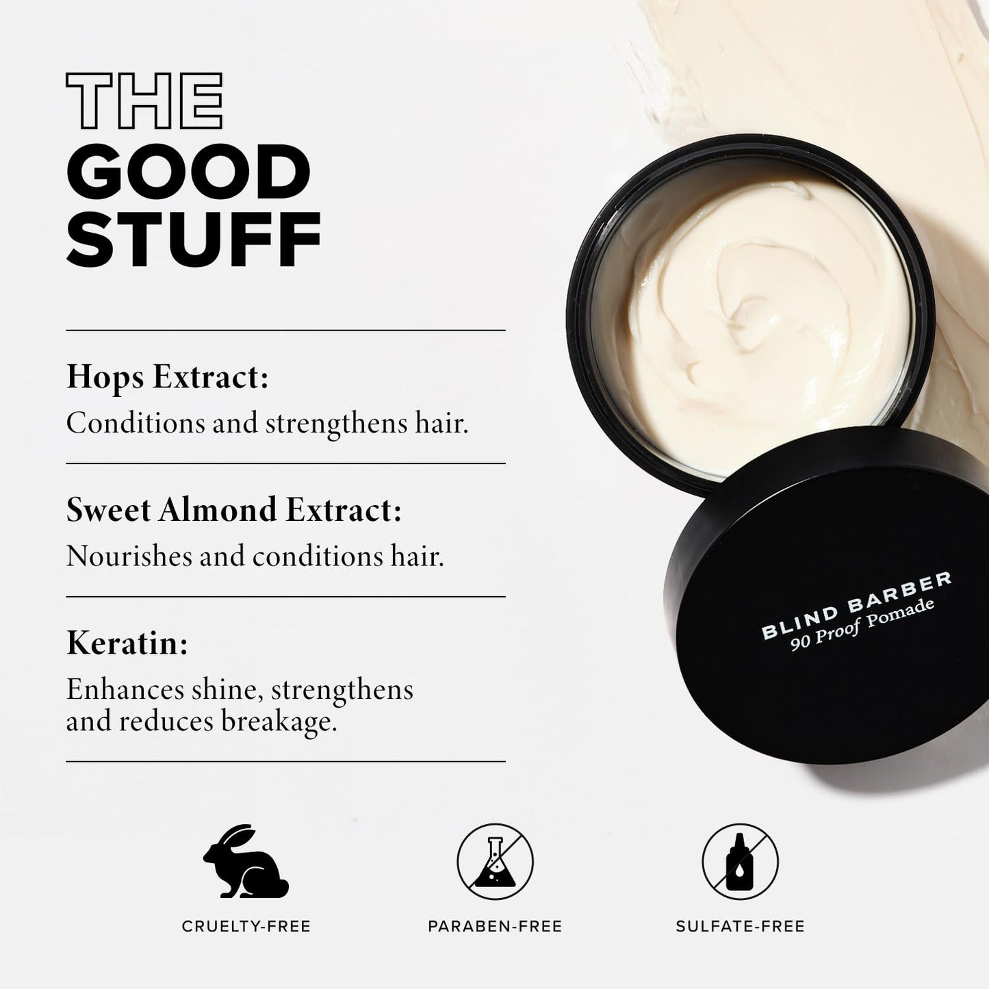 Blind Barber 90 Proof Hair Pomade for Men - Strong Hold, Natural Finish - Water-Based, Matte Pomade for Men with Hops & Tonka Bean - Free of Greasy Beauty & Personal Care Blind Barber