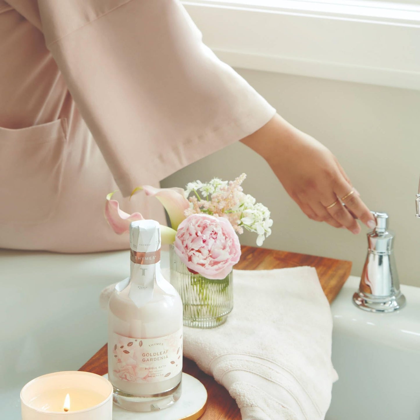 Thymes Bubble Bath - 11.5 Fl Oz - Goldleaf Gardenia Beauty and Personal Care Thymes