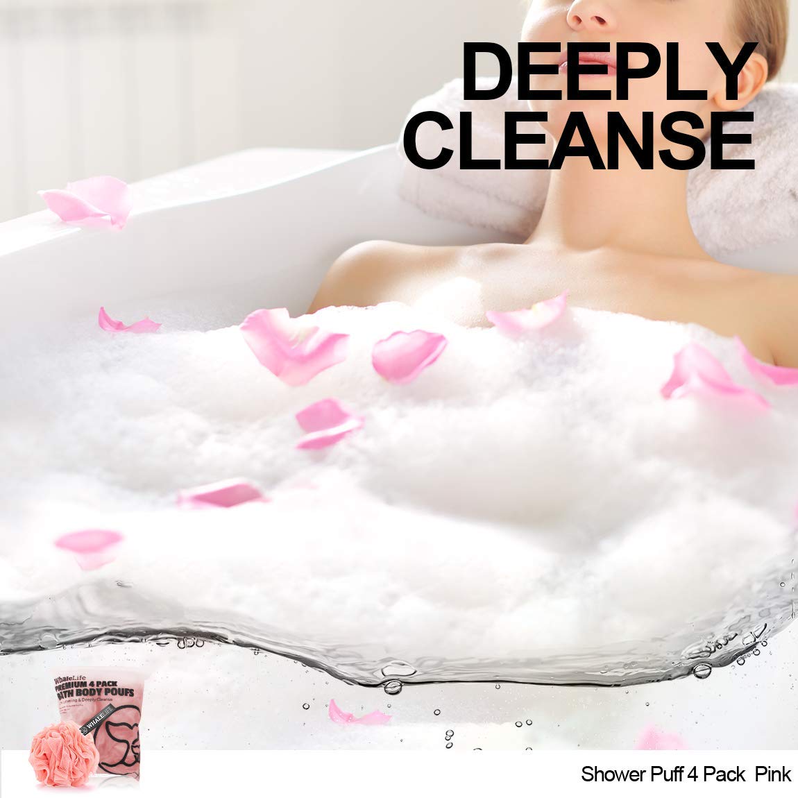 Loofah Sponge Bath Sponge for Women Men 4 Pack (Pink) Beauty & Personal Care WhaleLife
