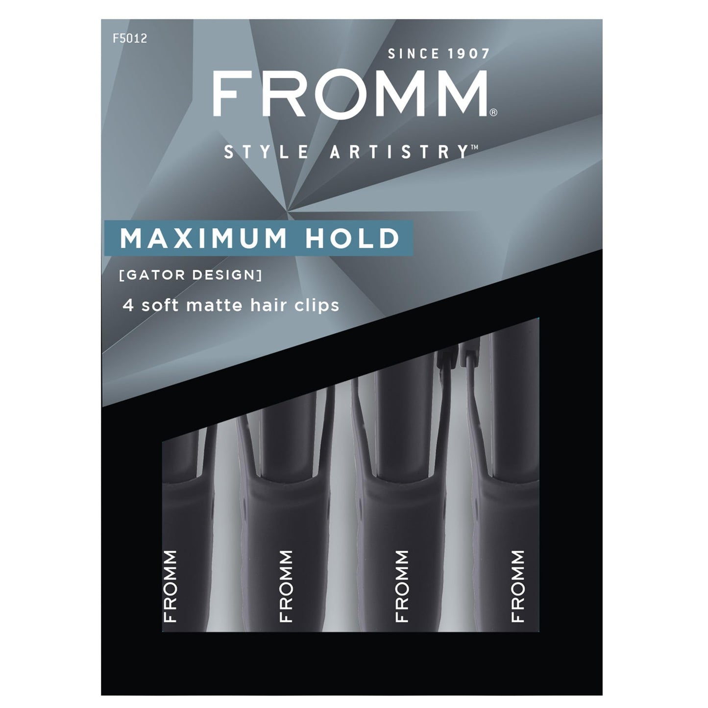 Fromm Professional Gator Hair Clips, 4.5", Double-Sided Teeth for Secure Sectioning on Wet or Dry Hair, Soft Matte Finish, Black, Pack of 4 Beauty & Personal Care Fromm