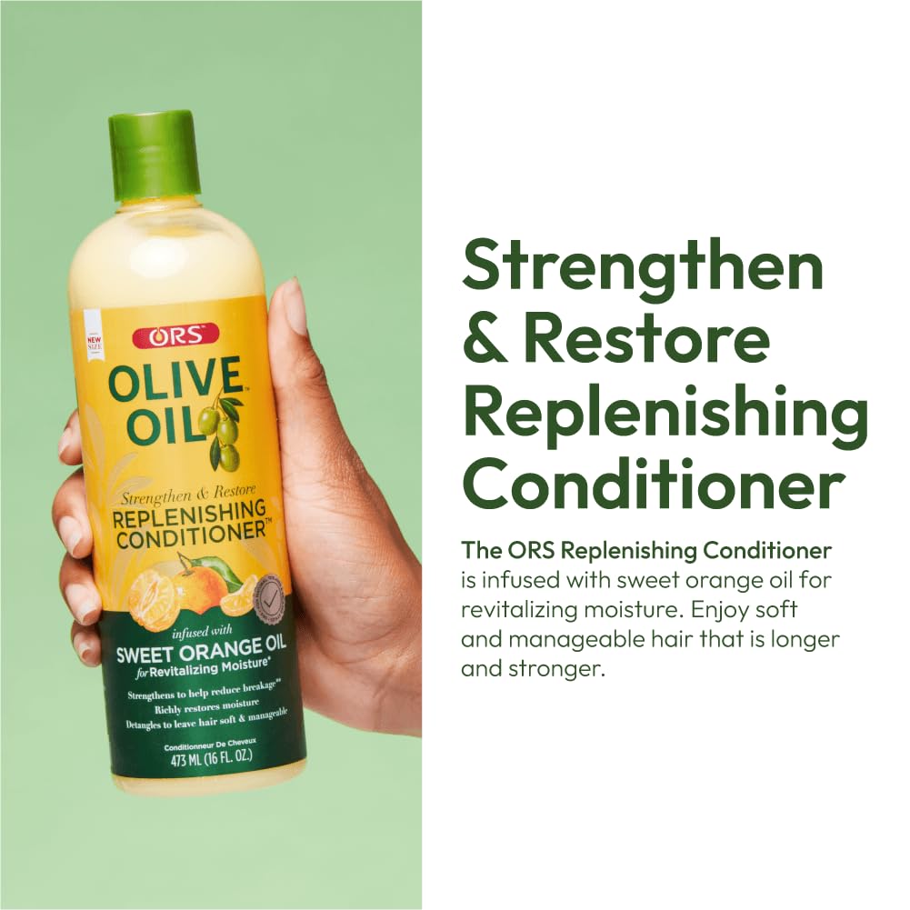 ORS Olive Oil Classics Replenishing Conditioner with Sweet Orange Oil for Revitalizing Moisture 16.0 oz (Pack of 3)