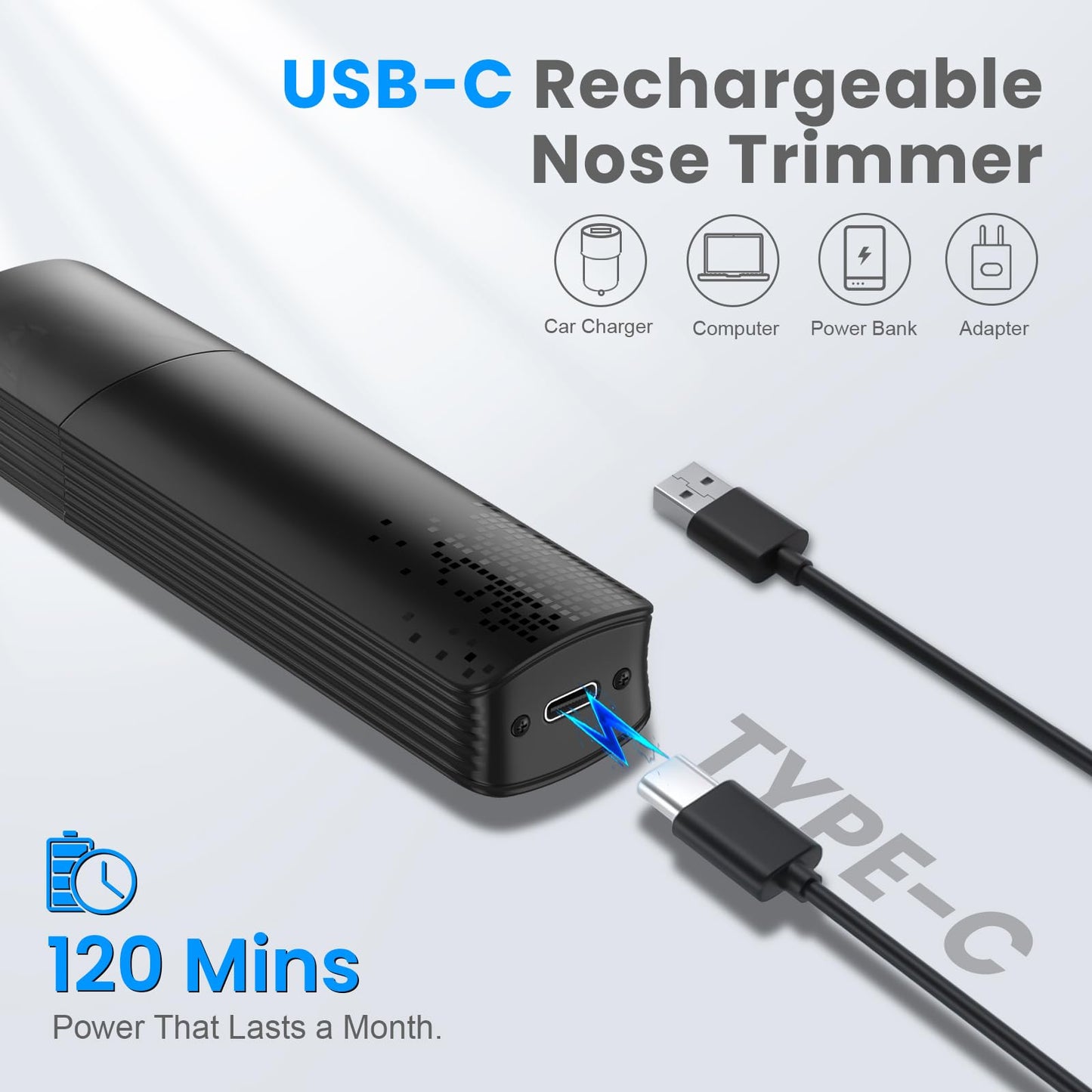 Phisco Nose Hair Trimmer for Men: 120 Mins Runtime USB-C Rechargeable for Ear and Nose, IPX7 Waterproof Nose Trimmer Easy Clean, 2026 Updated 360° Beauty and Personal Care Phisco