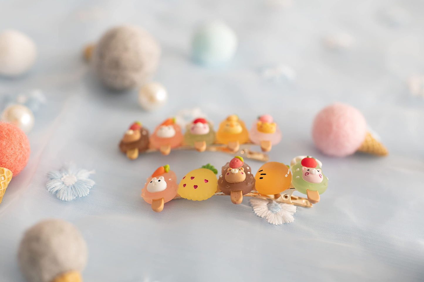Summer Crystal Fruits Animals Barrette Hair Clips For Girls - Stylish Hair Accessories for Everyday, Birthday and Parties (4Pcs Popsicles Fruits) Beauty & Personal Care Summer Crystal