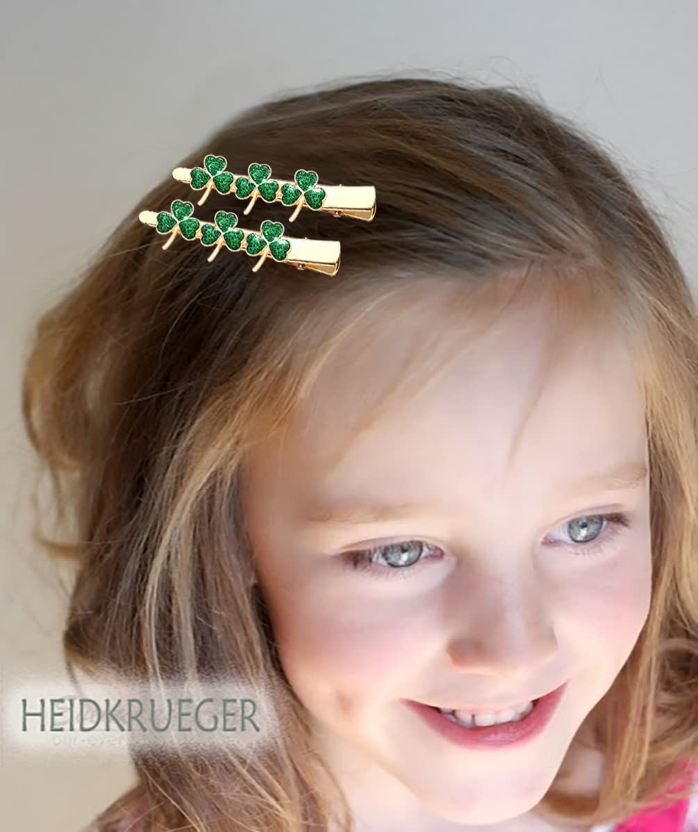 St.Patrick’s Day Hair Clips Crystal Glitter Shamrock Hairpins Green Lucky Leaf Embellished Gold Alligator Hair Clips for Party Gift (2 Pairs Lucky Beauty & Personal Care HEIDKRUEGER