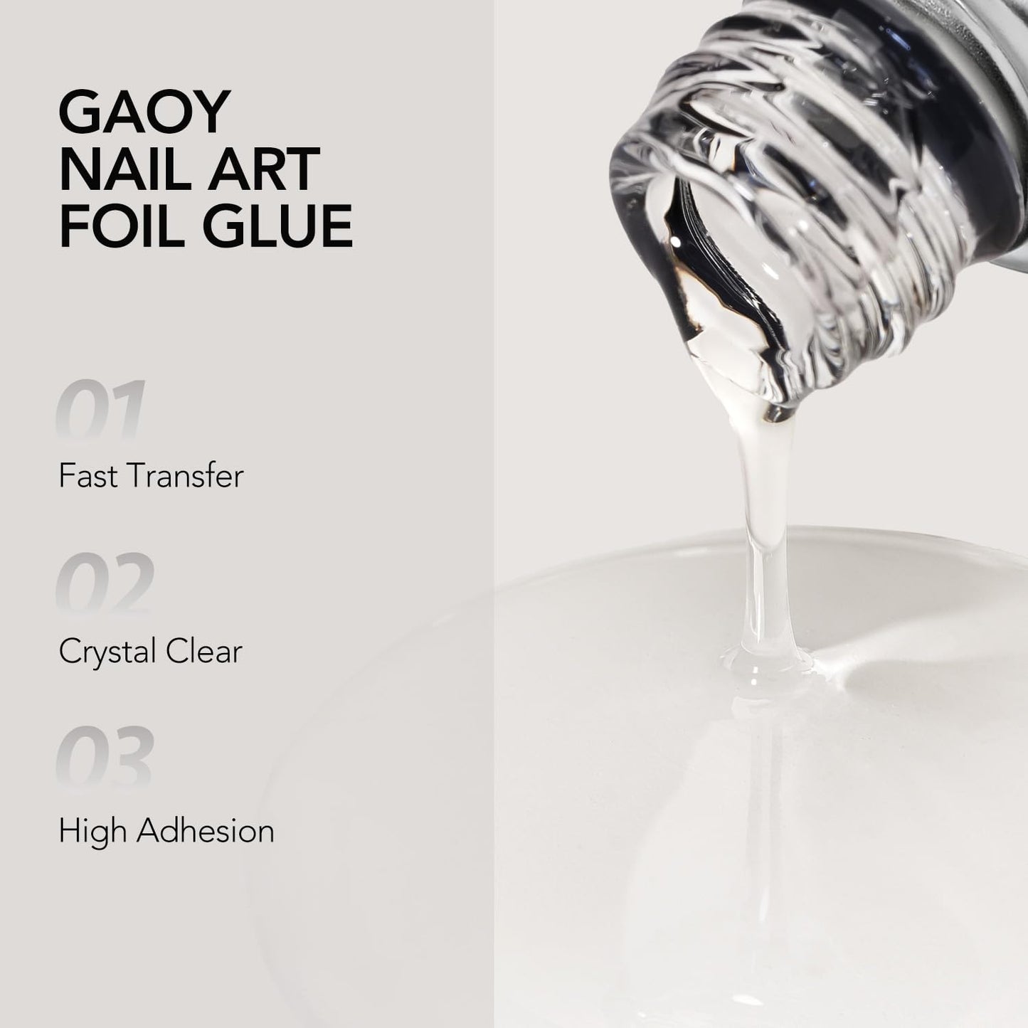 GAOY 16ml Nail Foil Glue, High Adhesion Foil Transfer Gel for Nail Art Stickers, Soak Off UV Light Cure Gel Nail Polish Beauty and Personal Care GAOY