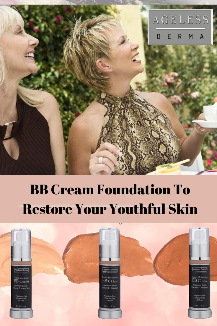Ageless Derma BB Cream Tinted Moisturizer Foundation with Hyaluronic Acid and Vitamin C. Made in USA Beauty & Personal Care Ageless Derma