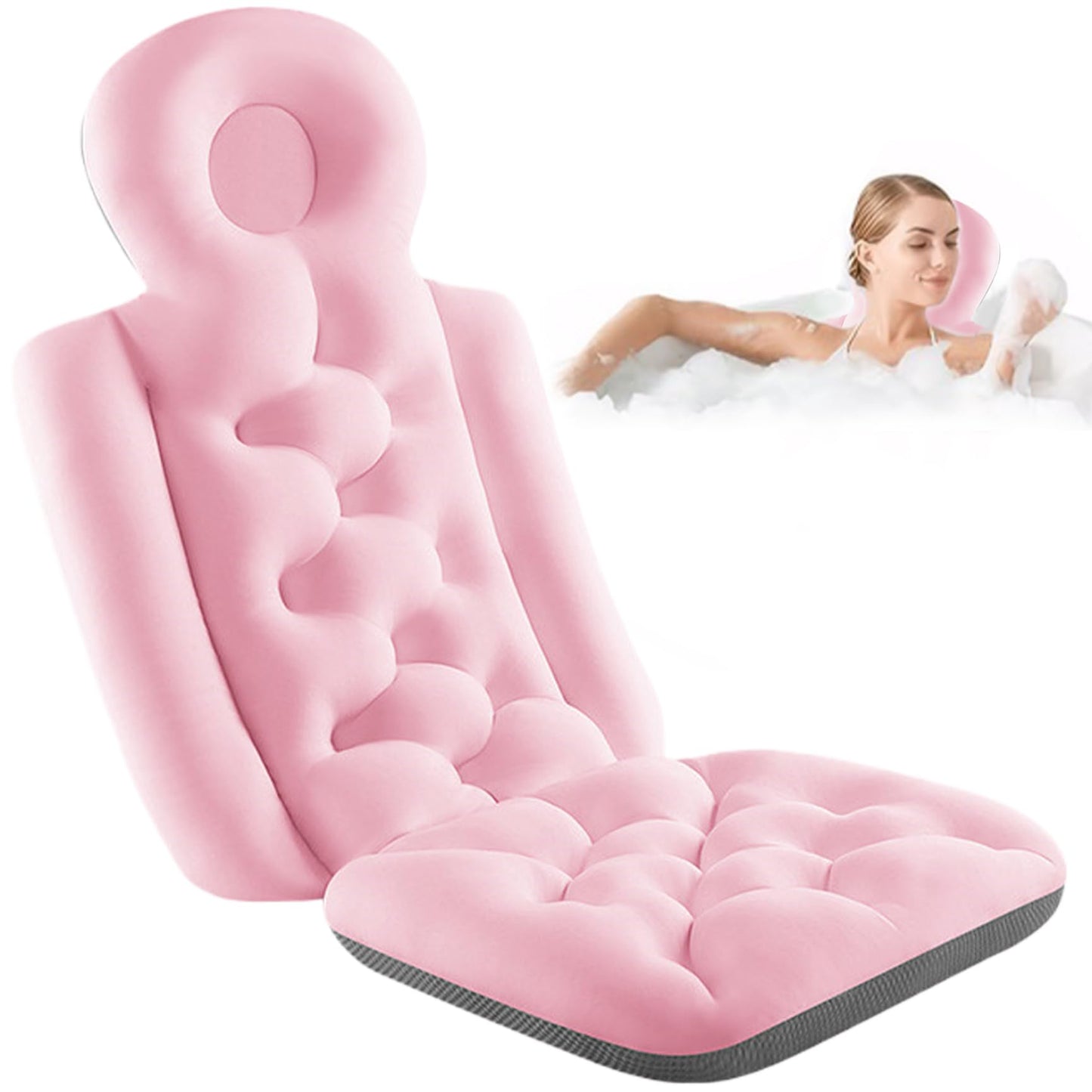 MOUNTTU Bath Cushion for Tub,16x37in Soft Non-Slip Bath Pillow Breathable Leakproof Bathtub Pillow with Buckle Fast Fast Drying Skin-Friendly Beauty and Personal Care MOUNTTU