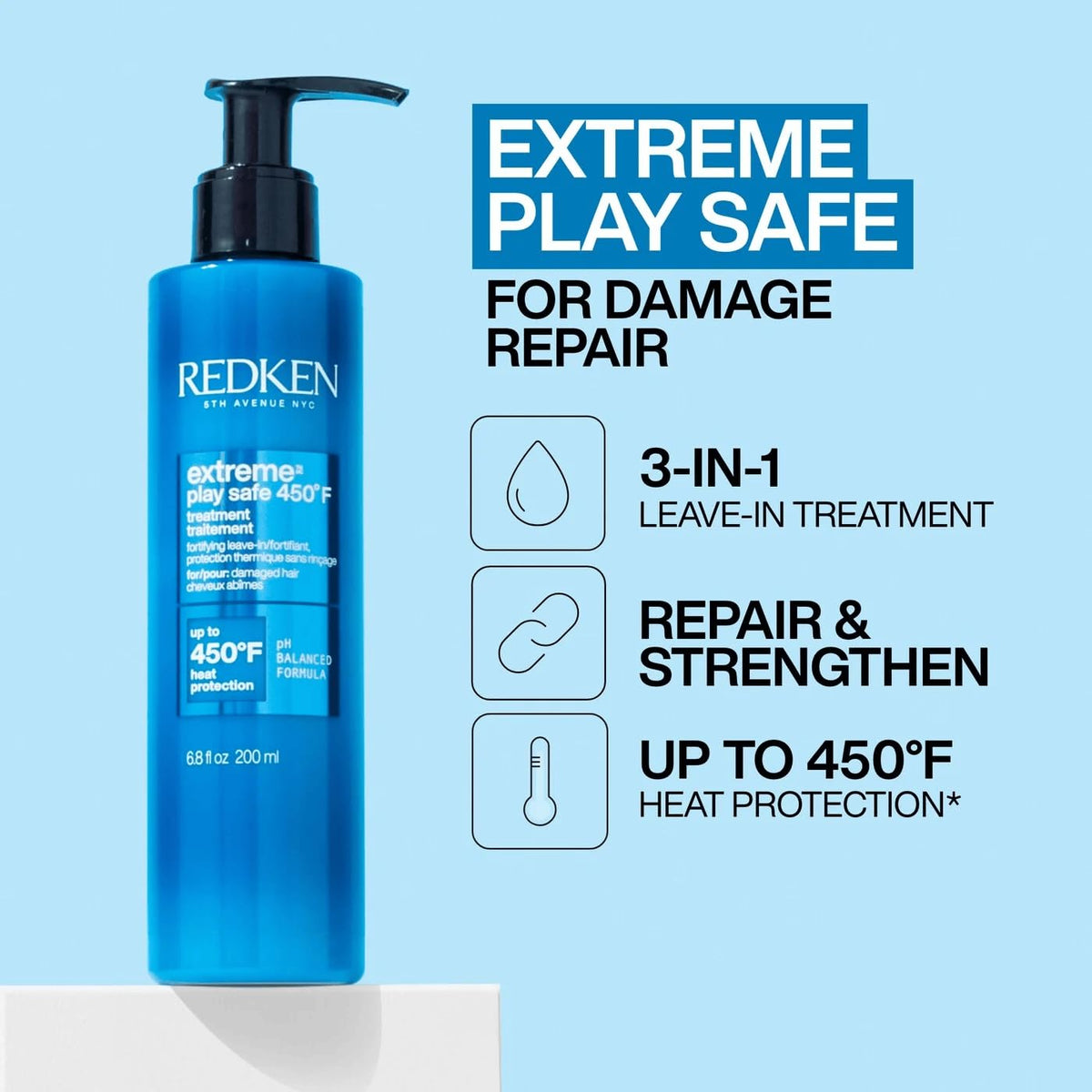 Redken Extreme Play Safe Leave-In Spray - For All Hair Types, 6.8 Fl Oz