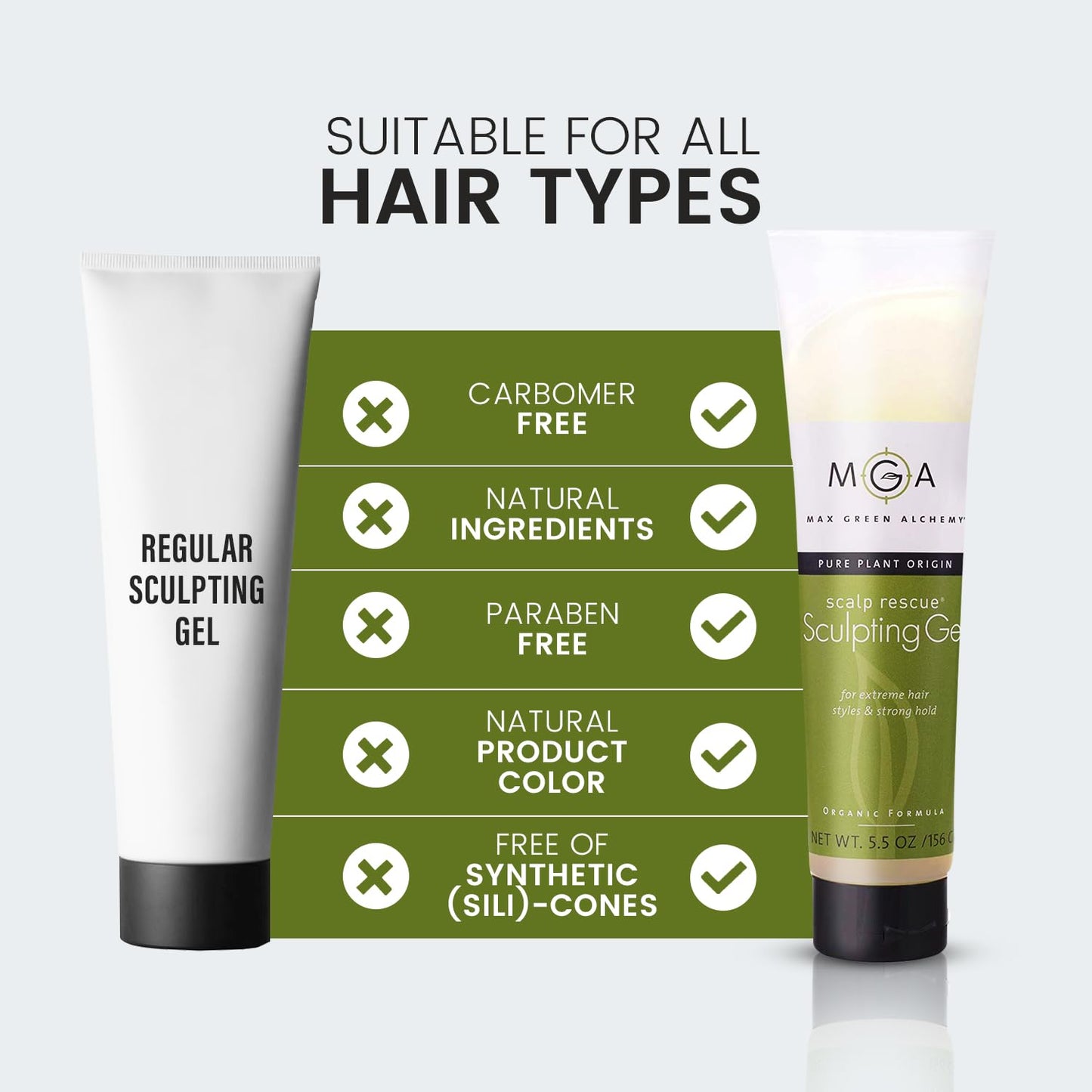 Max Green Alchemy MGA Vegan Sculpting Hair Gel Tube - Extreme Styling Hair Gel for Women & Men | Organic Formula of Styling Products Provide Strong Beauty & Personal Care Max Green Alchemy