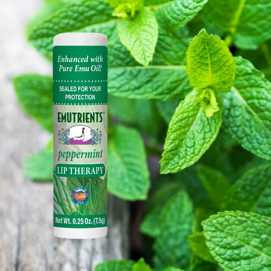 Montana Emu Ranch - Lip Therapy Lip Balm - 0.25 Ounce - Peppermint Flavor - 3 Pack - Made with Pure Emu Oil Beauty and Personal Care Montana Emu Ranch