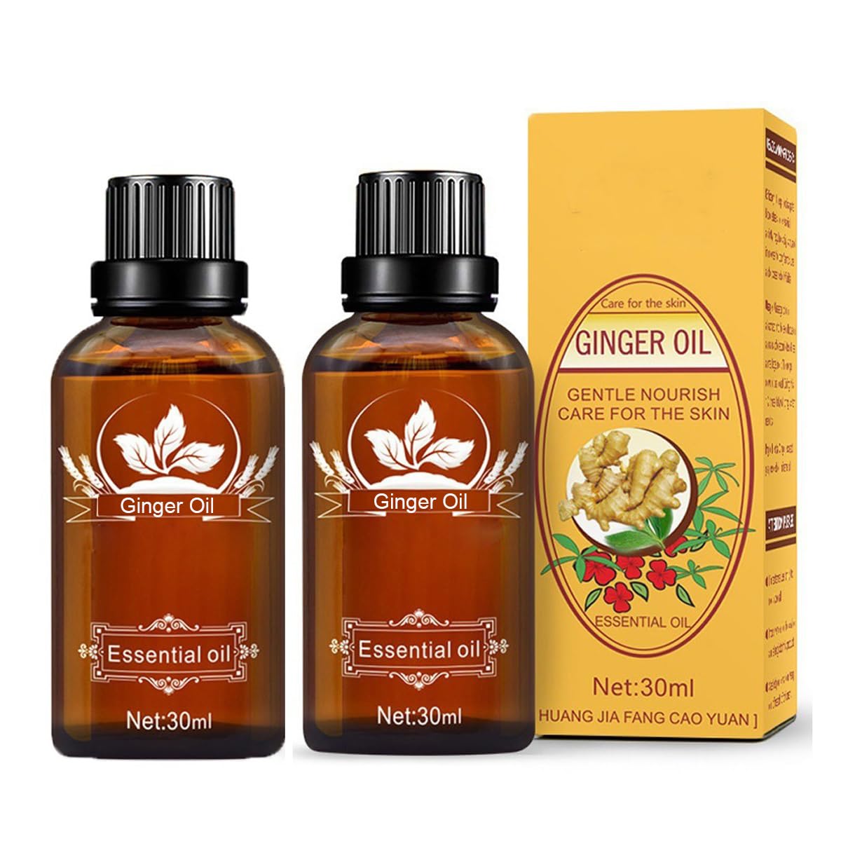 2 Pack Ginger Oil for Lymphatic Drainage, Vamotto Ginger Essential Oil for Swelling and Pain Skin Body Massage, Ginger Massage Oil Essential, SPA Beauty & Personal Care Vamotto