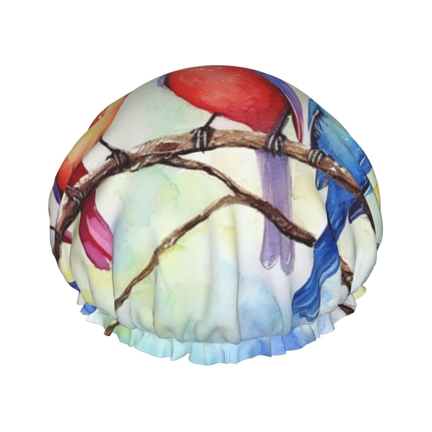 Five Singing Birds Shower Cap for Women Men Large Reusable Shower Bonnet Double-Layer Waterproof Bath Caps Elastic Band Hair Hat for All Hairstyles Beauty and Personal Care BWLHJKE