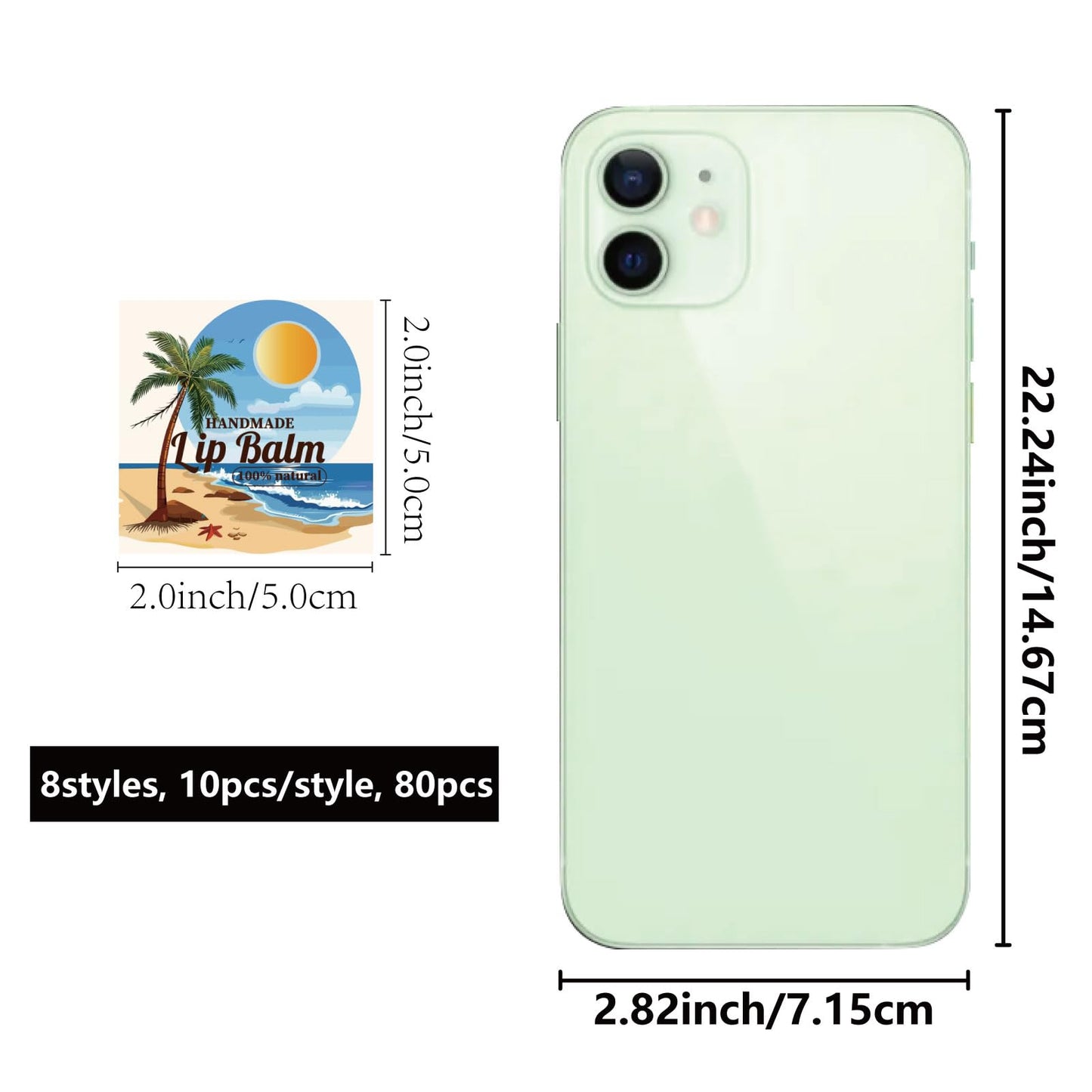 CRASPIRE 80Pcs 8 Styles Lip Balm Wraparound Sticker Summer Sea Beach Sun Coconut Tree Pattern Waterproof Lip Balm Labels Stickers for Lip Balm Tubes Beauty and Personal Care CRASPIRE