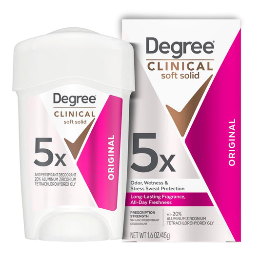 Degree Clinical Strength Antiperspirant Deodorant Original Soft Solid 96-Hour Sweat and Odor Protection 5x Types of Sweat 1.6 oz Beauty and Personal Care Degree