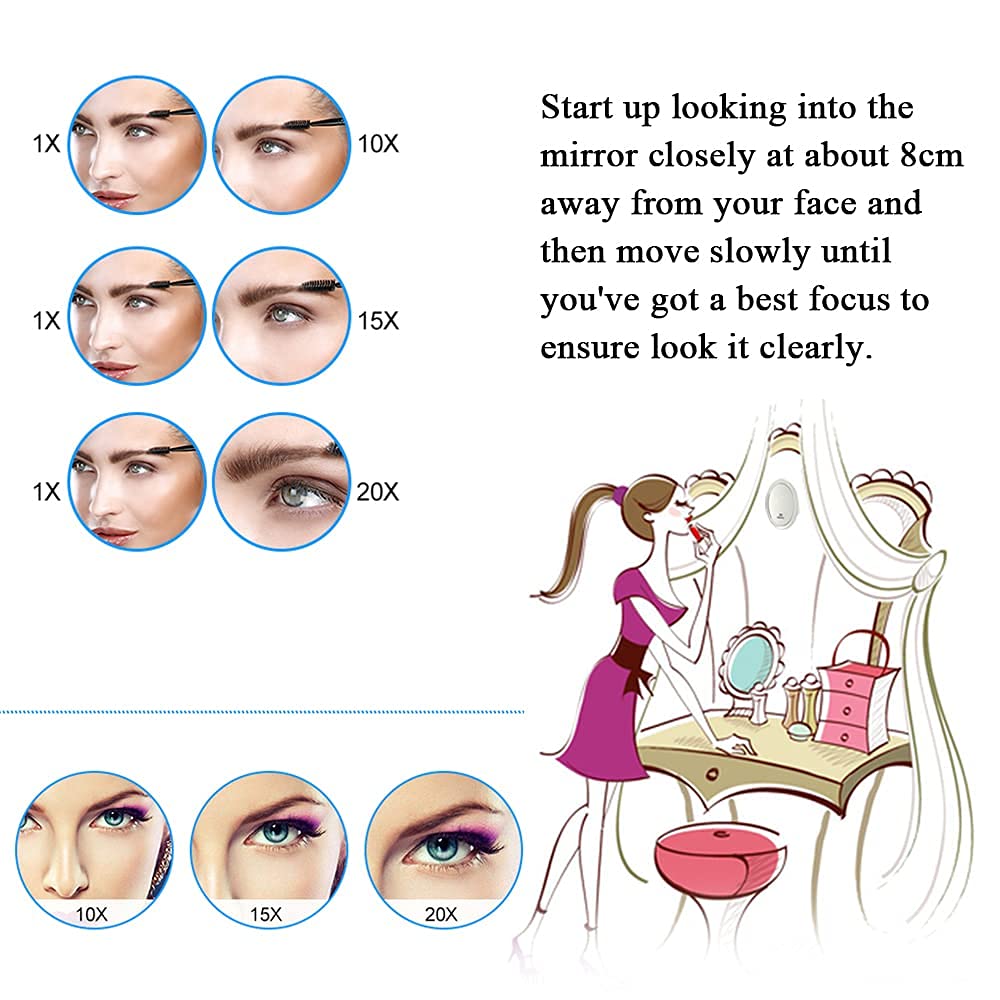 SANTOO 20X Magnifying Mirror - with 3 Mounting Suction Cups - Used for Precise Makeup - Eyebrows/Tweezing - Blackhead/Blemish Removal Beauty & Personal Care SANTOO