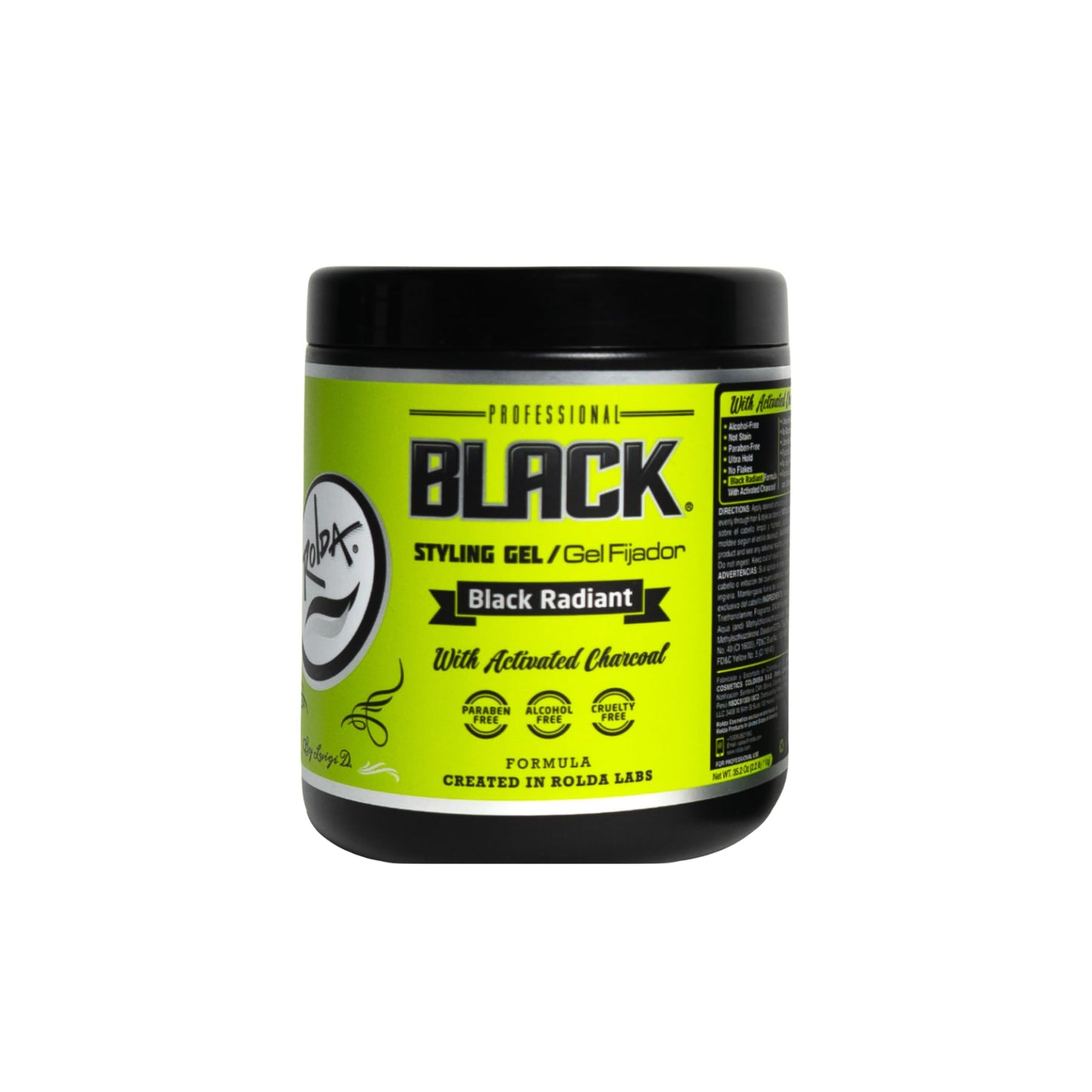 Rolda Black Styling Hair Gel - Medium To Strong Hold With Medium Shine For a Wet Slicked Back Look With All Day Hold - Activated Black Charcoal Covers Beauty and Personal Care Rolda Default Title