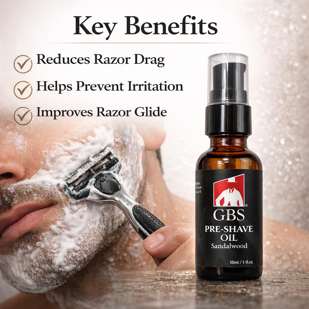 G.B.S Pre-Shave Oil for Sensitive Skin, Sandalwood, 1-Oz Beauty and Personal Care G.B.S