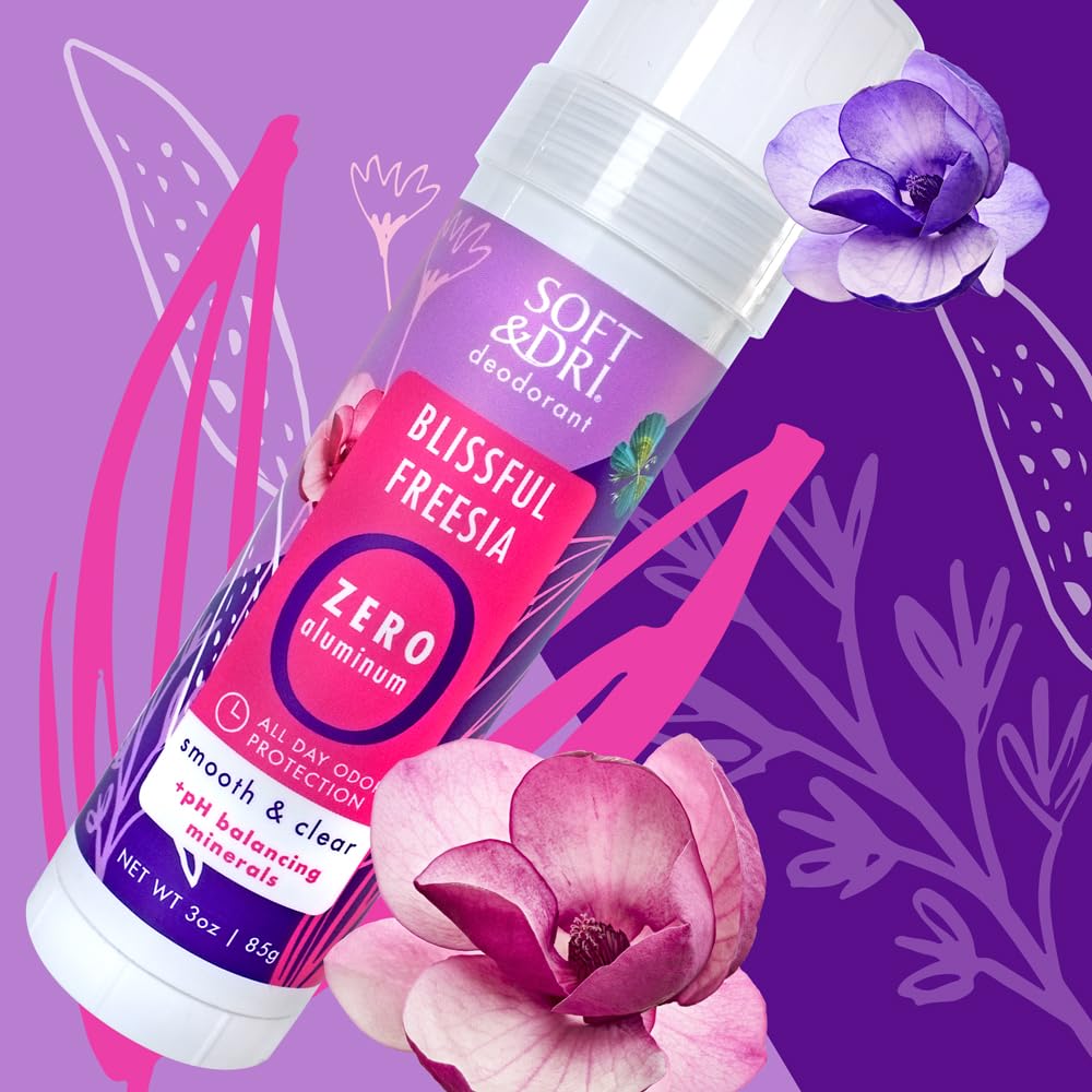 Soft & Dri Blissful Freesia Aluminum Free Deodorant, 3 oz, Smooth and Clear Stick, pH Balancing Minerals, Pack of 3 Beauty and Personal Care Soft & Dri