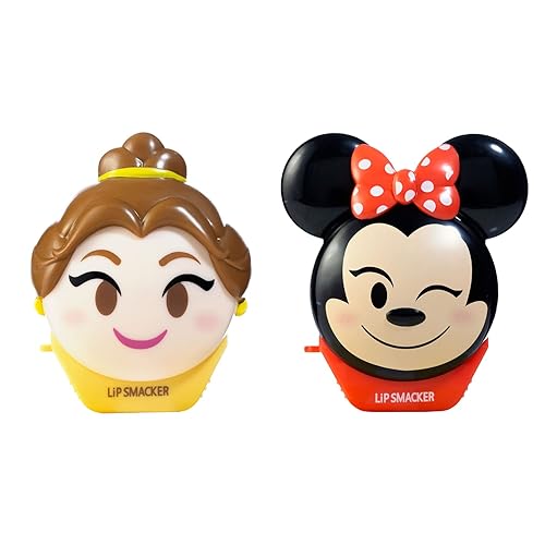 Lip Smacker Disney Minnie Mouse and Beauty And The Beast Belle Emoji Lip Balm Duo, Flavored Strawberry Lemonade, Bow-nade, 2 Pack Beauty & Personal Care Lip Smacker