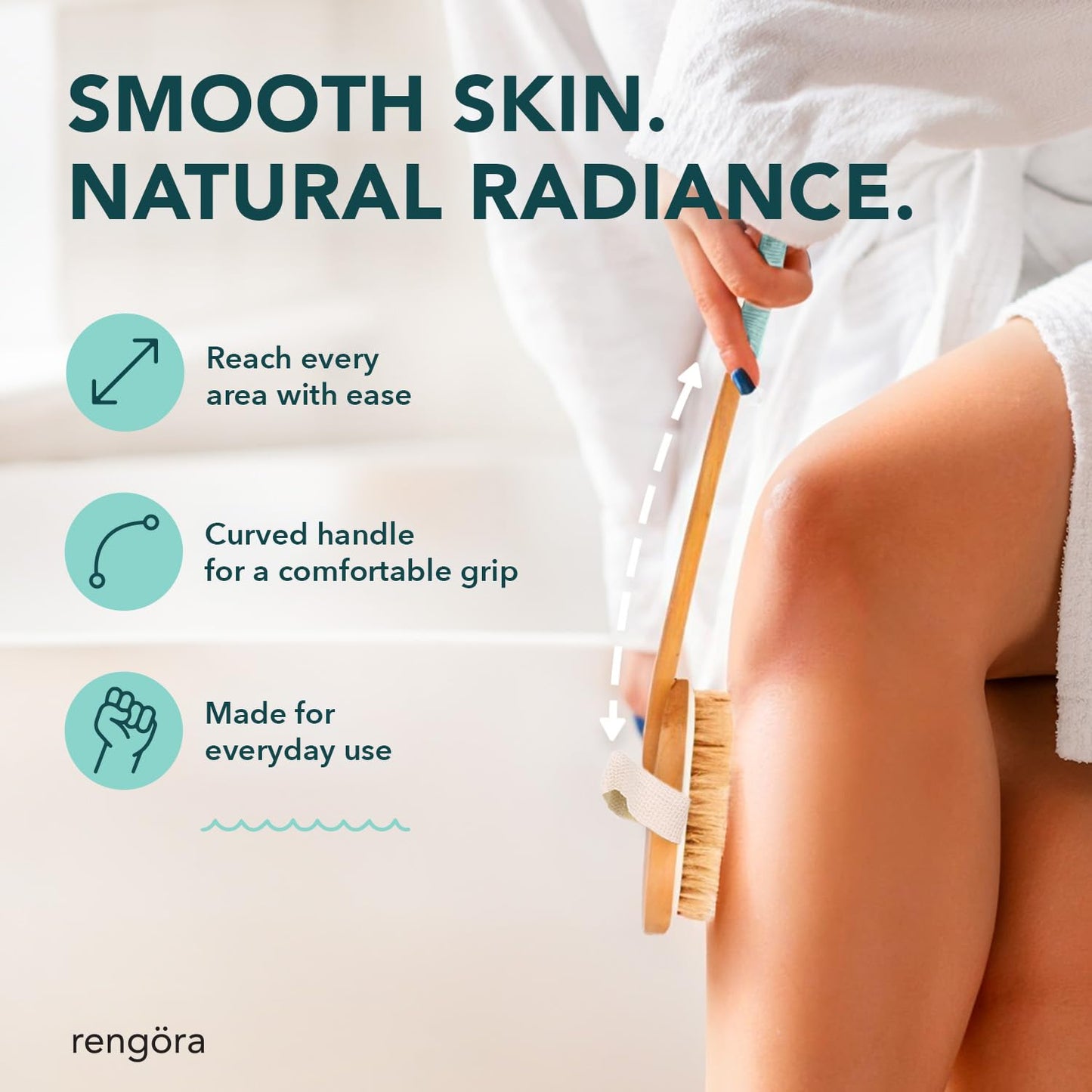Dry Brushing Body Brush - Exfoliating Body Scrubber with Natural Boar Bristles, Detachable Ergonomic Long Handle - Great for Dry Skin Brushing Beauty and Personal Care rengöra