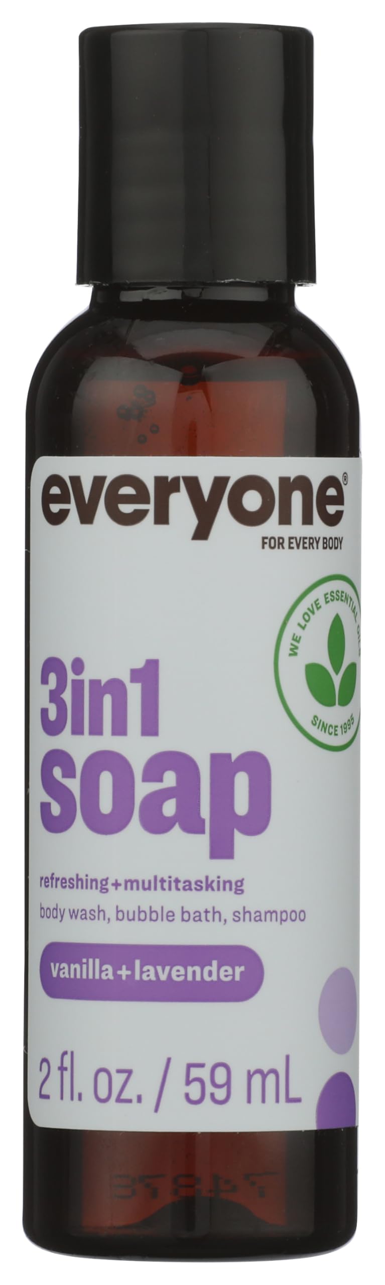 Everyone 3-in-1 Soap Body Wash, Bubble Bath, Shampoo, Travel Size, 2 Ounce (Pack of 1), Vanilla and Lavender, made with Essential Oils for Men Beauty & Personal Care everyone for every body