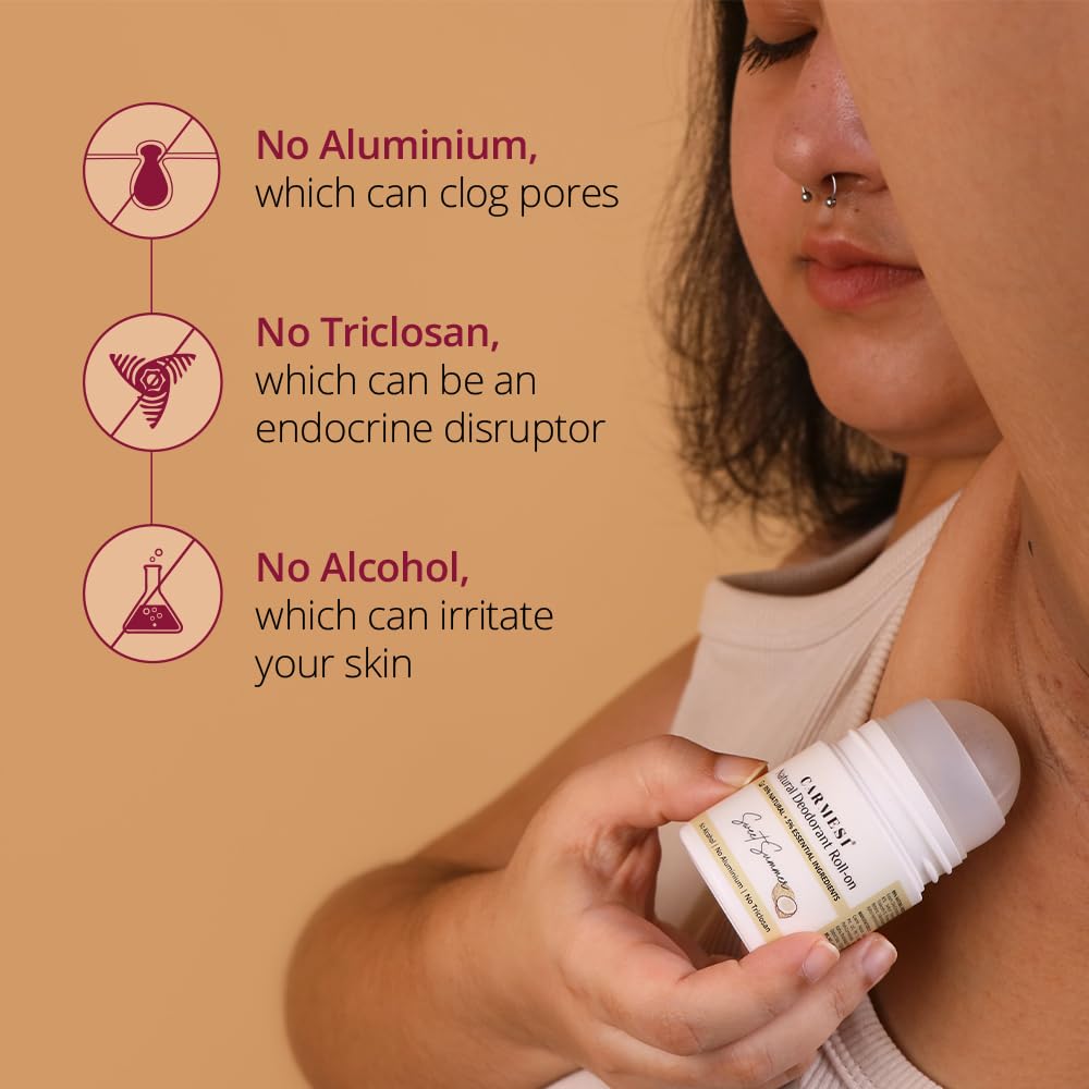 Carmesi Natural Deodorant Roll On for Women - No Aluminum & Alcohol-Free - Fights Body Odor, Soothes & Nourishes Underarms - Non-Sticky, Long-Lasting Beauty and Personal Care Carmesi