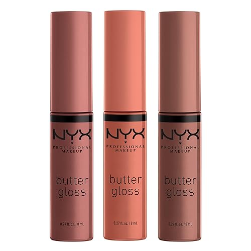 NYX PROFESSIONAL MAKEUP Butter Gloss Brown Sugar, Non-Sticky Lip Gloss - Pack Of 3 (Sugar High, Spiked Toffee, Butterscotch) Beauty & Personal Care NYX PROFESSIONAL MAKEUP