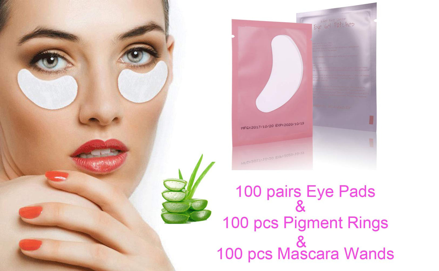 3x100 Packs- Lint Free Lash Extension Eye Gel Patches & Glue Rings Holder Eyelash Extension Rings & Eyelash Mascara Brushes Wands Beauty & Personal Care Voncasen