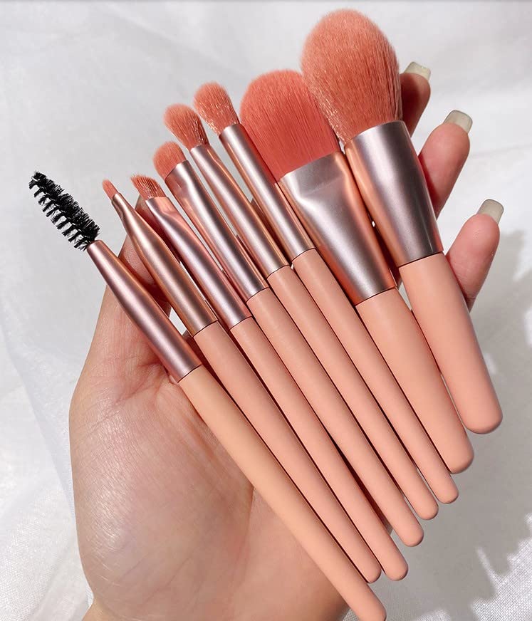 Liasun Travel Makeup Brush Set 8PCS Mini Size Premium Synthetic Fiber Foundation Blush Concealer Eyebrows Eye Shadow Angled brush Lip Make up Brush Beauty & Personal Care Liasun