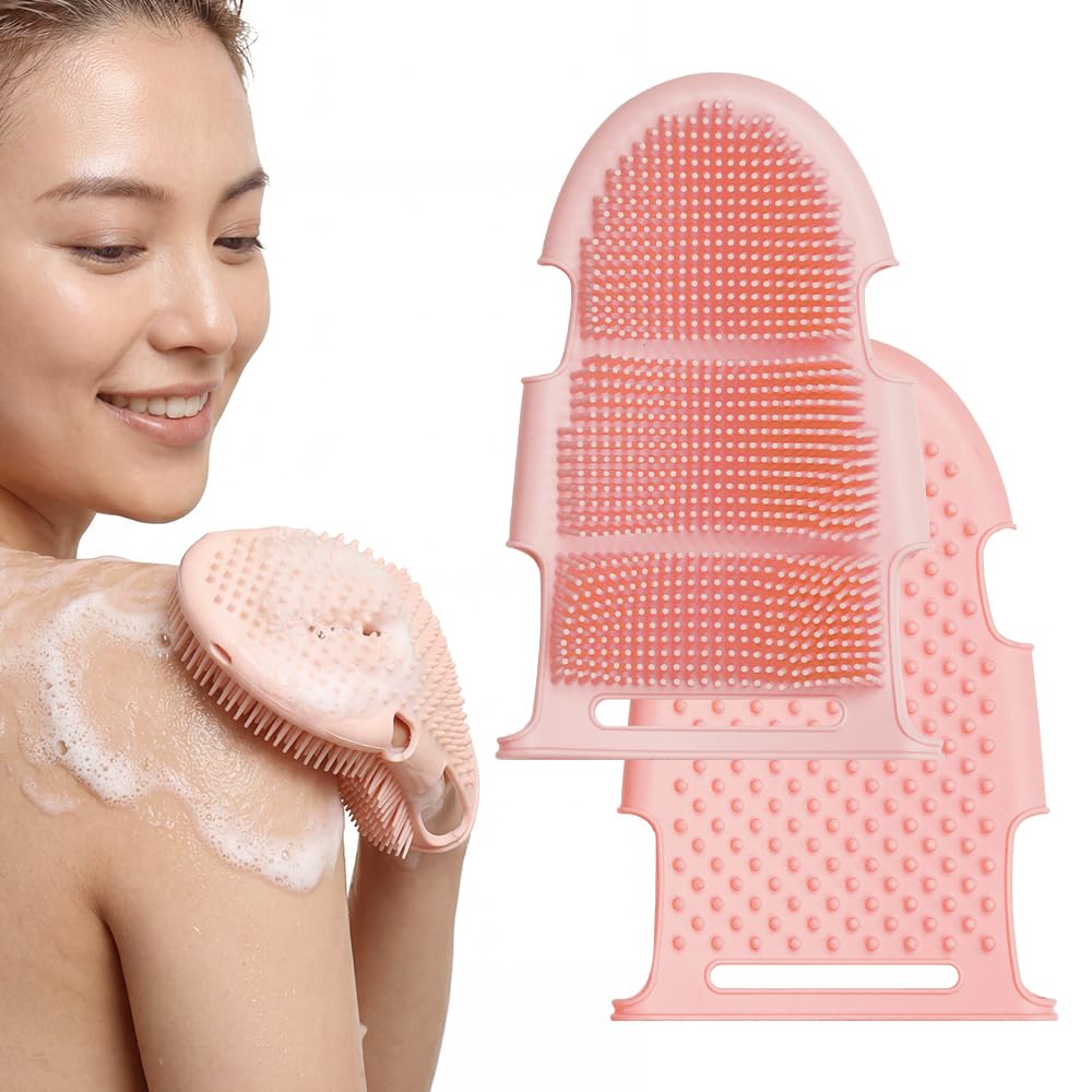 TADA Natural Beauty Dual Sided Silicone Body Scrubber, Exfoliating Shower Scrubber and Loofah Alternative for Daily Wet or Dry Use, Pink Beauty and Personal Care TADA BEAUTY