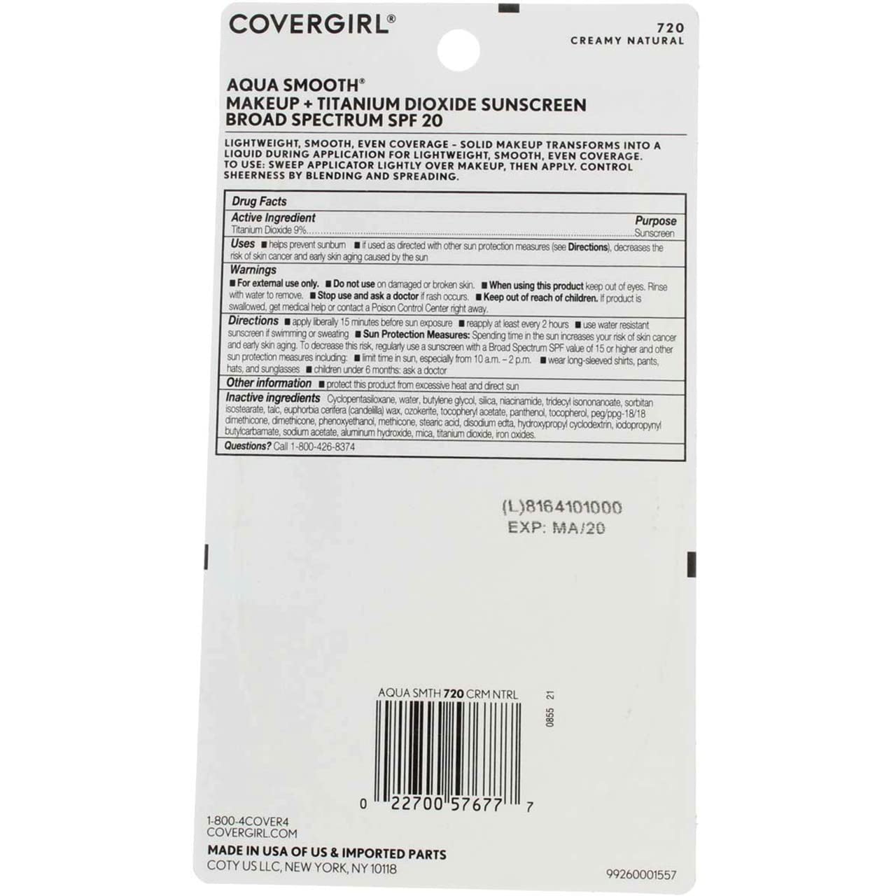 CoverGirl Smoothers AquaSmooth Compact Foundation, Creamy Natural [720] 0.40 oz (Pack of 9) Beauty & Personal Care COVERGIRL