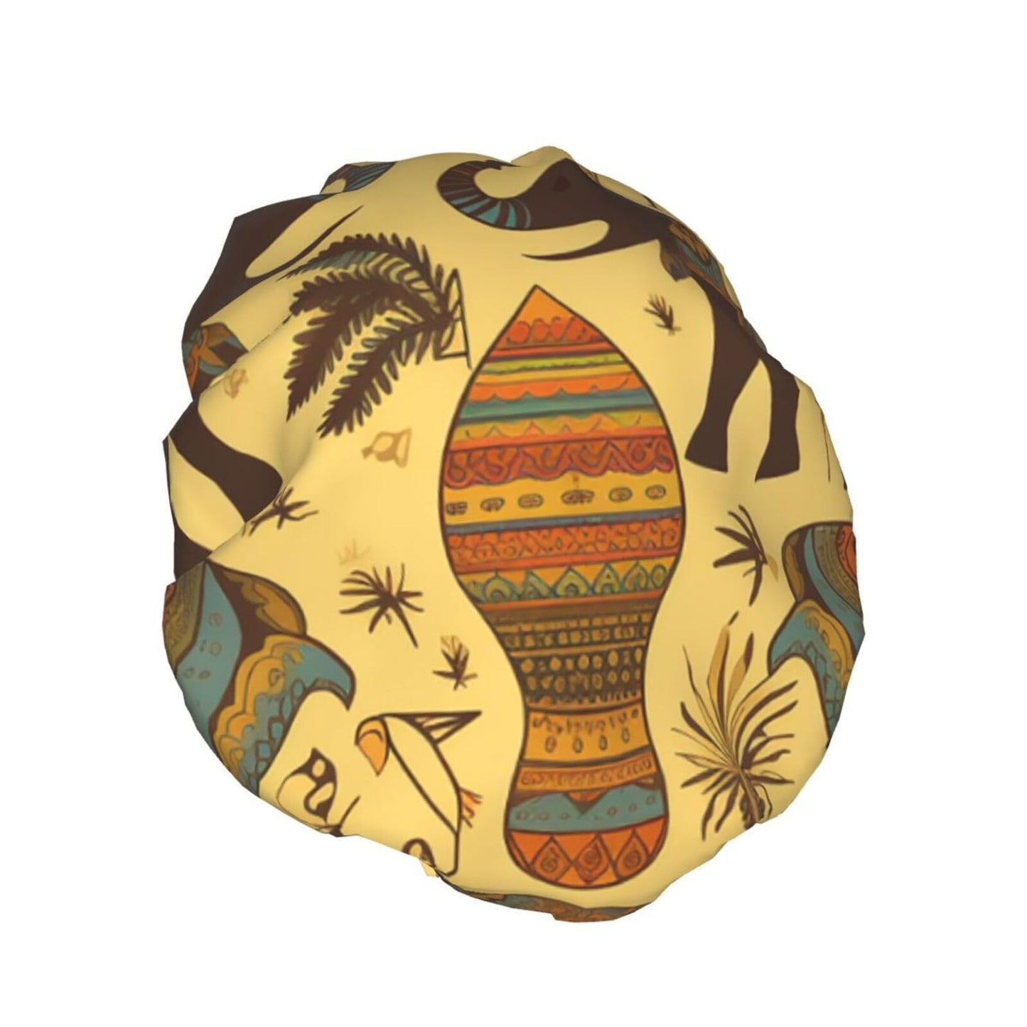 Africa Elephant Shower Cap For Women Reusable Double Layers Bathing Bath Cap Hair Caps Waterproof Elastic Band Ladies Spa Salon Shower Hat Hair Caps Beauty and Personal Care GDSHJKLW