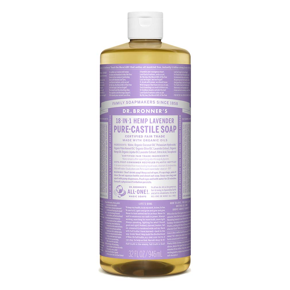 Dr. Bronner's - Pure-Castile Liquid Soap (Lavender, 32 Fl Oz) - Made with Organic Oils, 18-in-1 Uses: Face, Body, Hair, Laundry, Pets and Dishes Beauty & Personal Care Dr. Bronner's