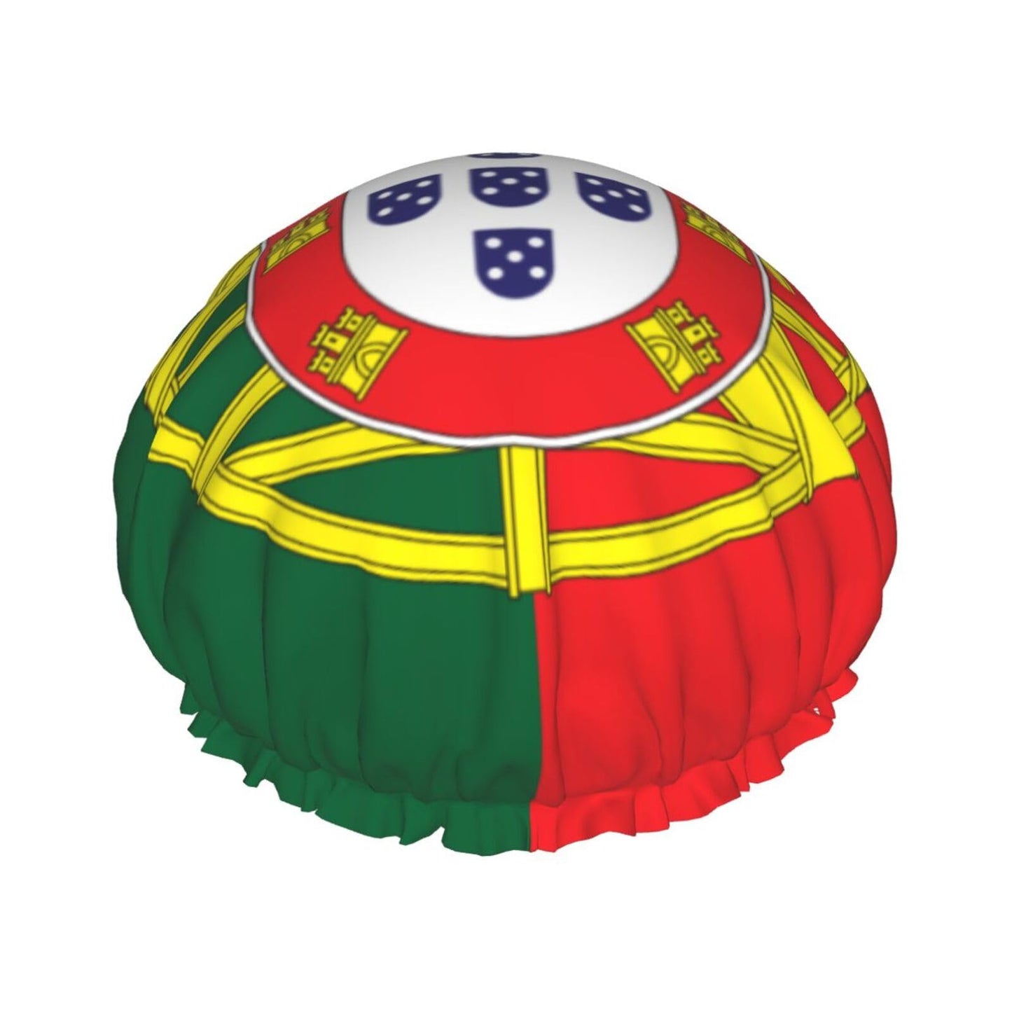 Portugal Flag Prints Shower Cap Double Layer Lined Waterproof Bathing Shower Hat Beauty and Personal Care Hayyett