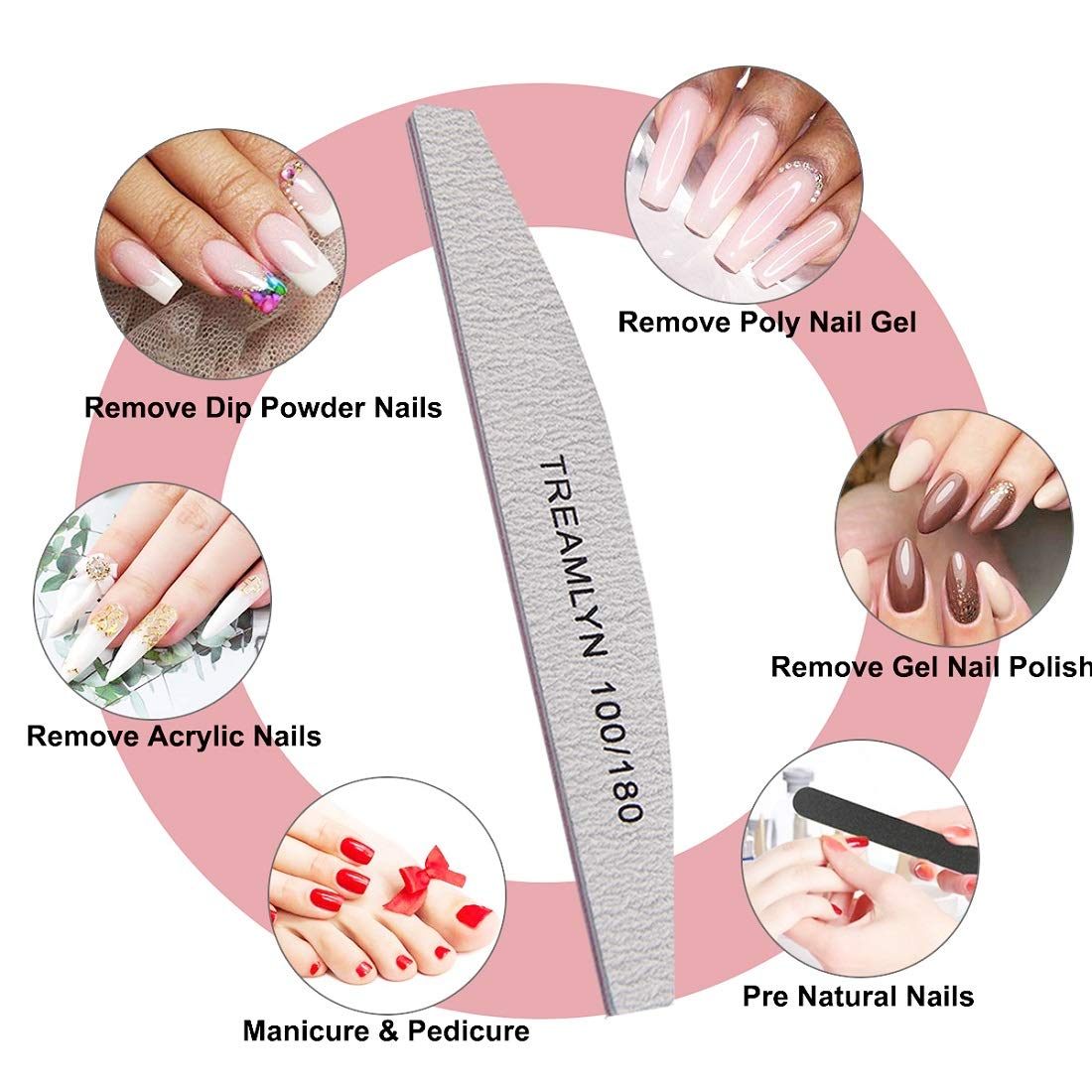 10 Pcs Rough Nail File 100/180 Grit, Heavy Duty Nail Files for Acrylic/Natural Nails, Emery Boards for Nails, Strong Finger Nail Filler, Coarse Nail Beauty & Personal Care Treamlyn