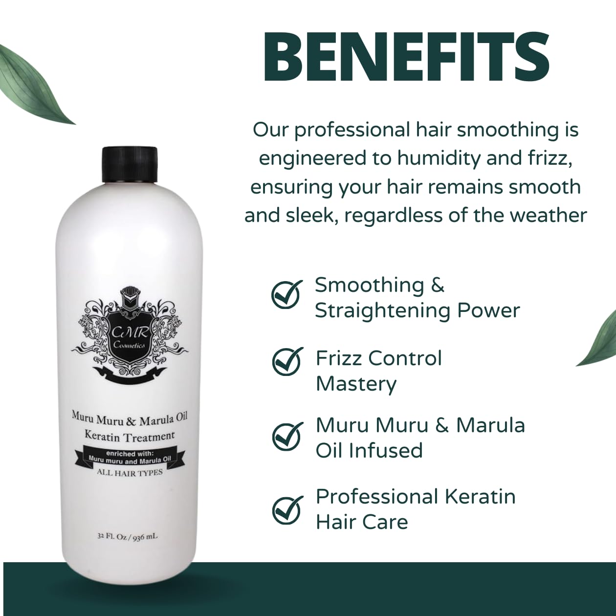 CMR Cosmetics Professional Keratin Hair Care with Muru Muru & Marula Oil - Frizz Control, Straightening & Shine - Nourishing Cream for All Hair Types Beauty & Personal Care CMR Cosmetics