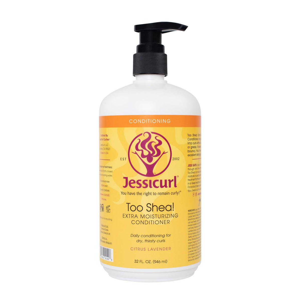 Jessicurl, Too Shea! Extra Moisturizing Conditioner for Curly Hair, Citrus Lavender, 32 Fl oz. Leave in Conditioner for Dry Hair, Anti Frizz Hair Beauty & Personal Care Jessicurl