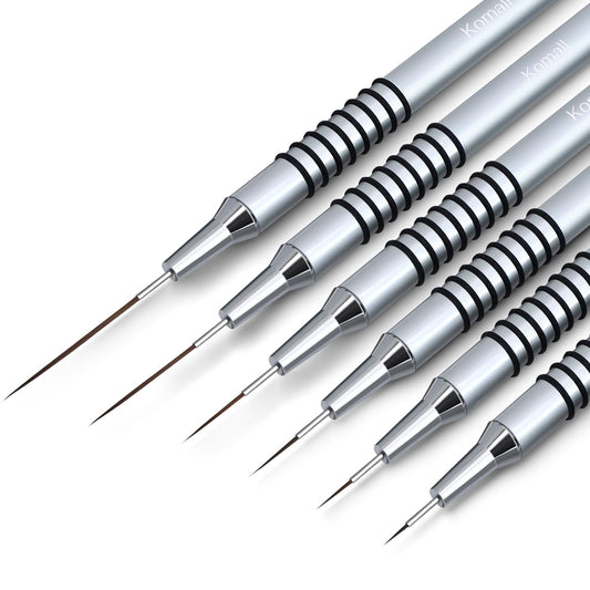 Komall Metallic Nail Art Brushes, 6Pcs Non-slip Liner Brushes Set, Silver Beauty and Personal Care Komall Default Title