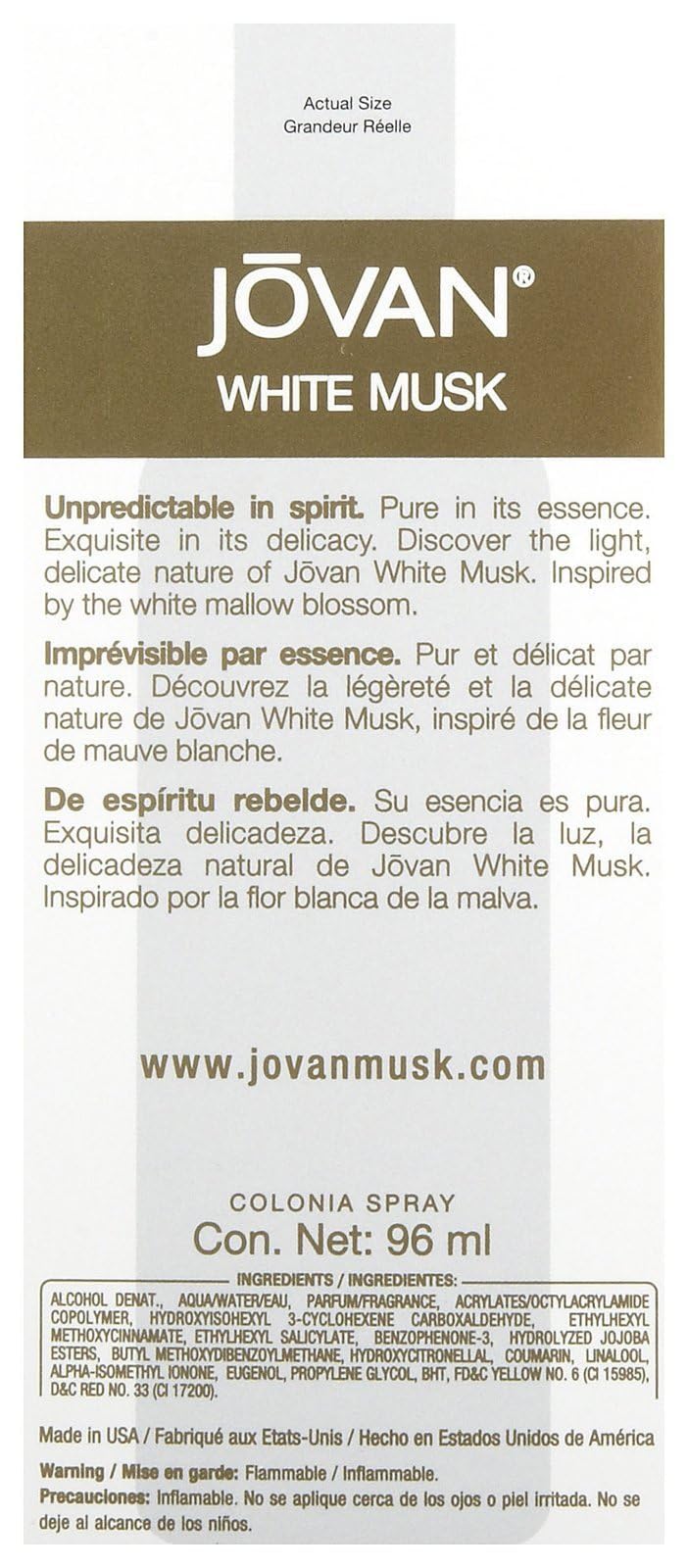 Jovan White Musk By Jovan For Women. Cologne Spray 3.25 Oz. Beauty & Personal Care Jovan