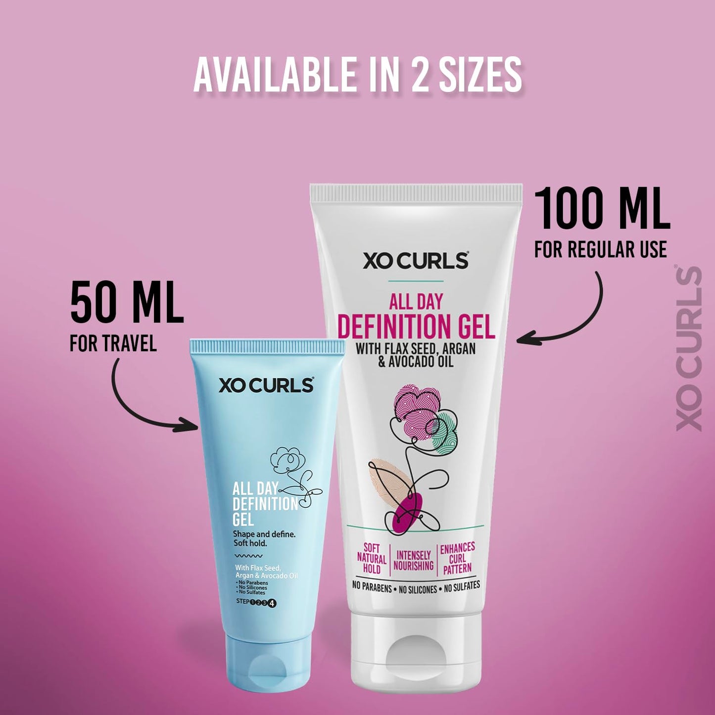 XO Curls All Day Definition Gel with Flax Seed and Argan Oil 3.4 Fl Oz | Unisex Curly Cream Hair Therapy for Frizz-Free, Soft Natural Curls Beauty & Personal Care XO Curls