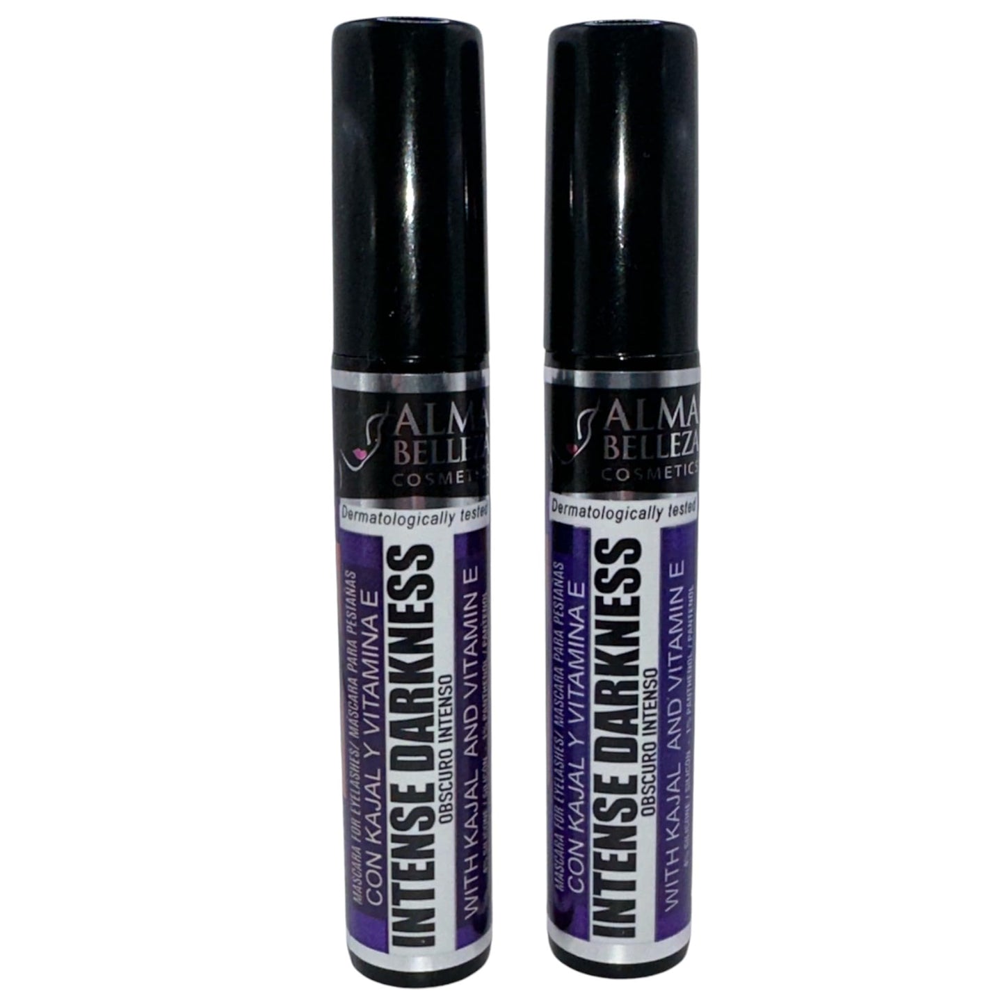 Mascara for Eyelashes Intense Darkness (Oscuro Intenso) with Kajal & Vitamin E - 13g - Premium Quality (2 PACK) - Waterproof, Beauty & Personal Care Alma Belleza
