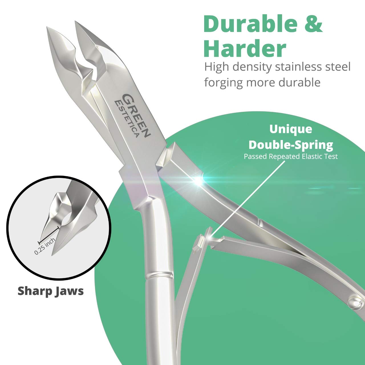 Professional Cuticle Trimmer Nail Cuticle Cutter Stainless Steel Cuticle Nippers with Sharp Blades of Cuticle Remover Clippers Manicure Tools Double Beauty & Personal Care GREEN ESTETICA