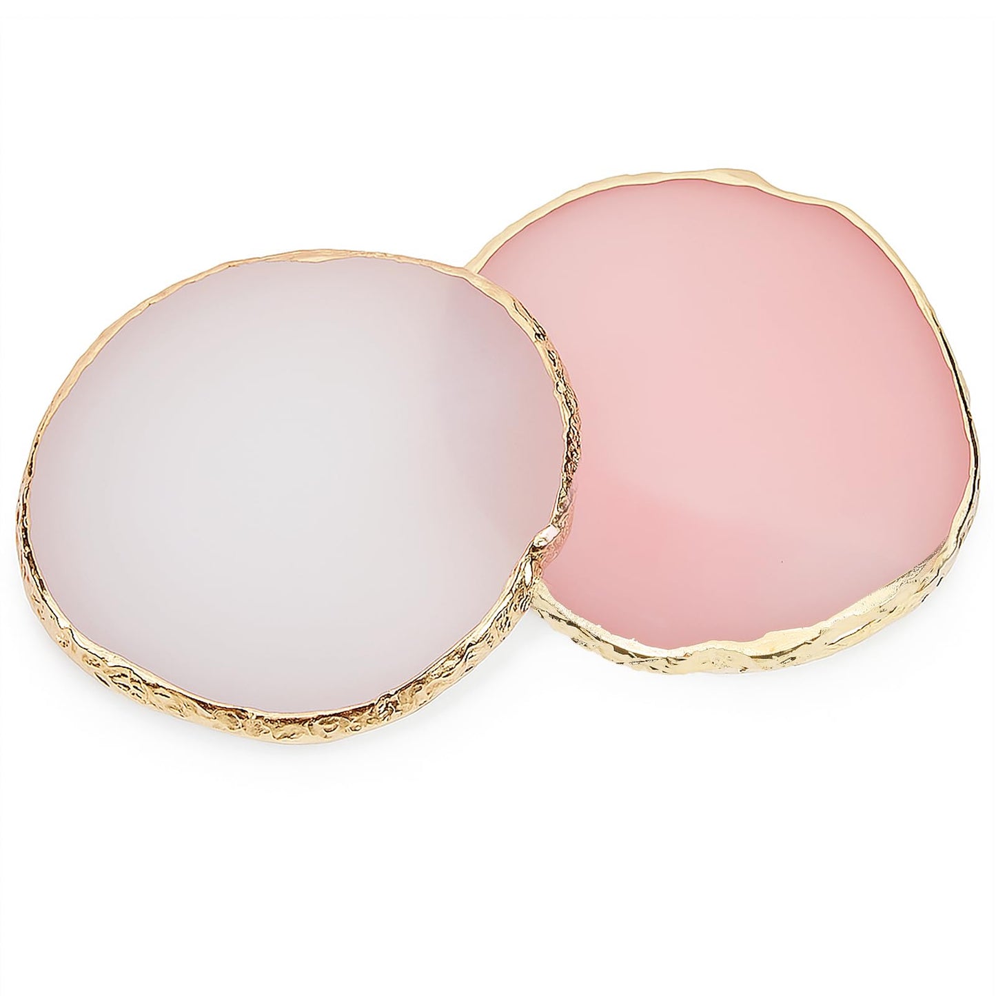 2 Pcs Resin Nail Art Palette Set, Pink & White, Gold Edge, 10 x 8 cm Beauty and Personal Care Pengxiaomei Default Title