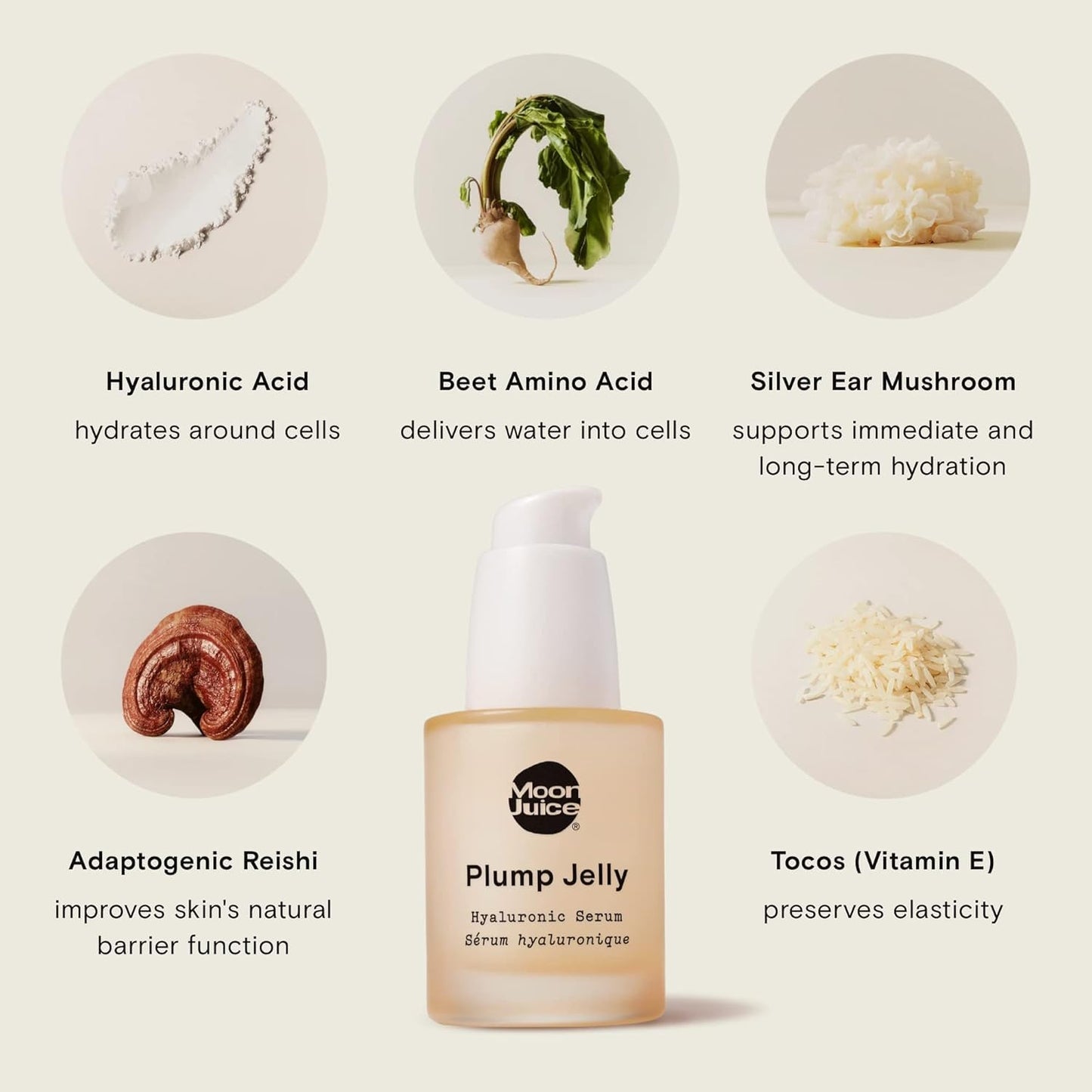Moon Juice Plump Jelly Hyaluronic Acid Serum for Face - Hydrating Serum with Peptides & Mushrooms, Anti Aging Skincare for Dehydrated Skin, Barrier Beauty & Personal Care Moon Juice