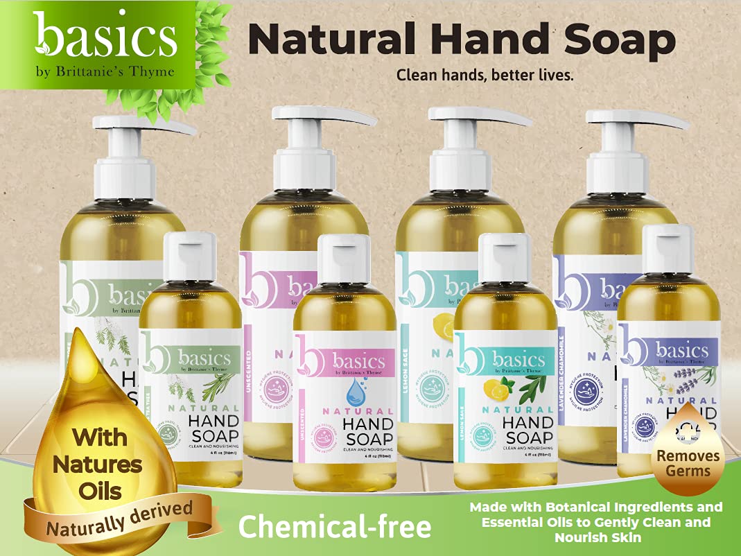 Brittanie's Thyme Basics Natural Olive Oil Hand Soap, Lemon Sage - 12 fl oz, Pack of 3 - Cruelty Free, Vegan, No Synthetic Additives, No Sulfates Beauty & Personal Care Brittanie's Thyme
