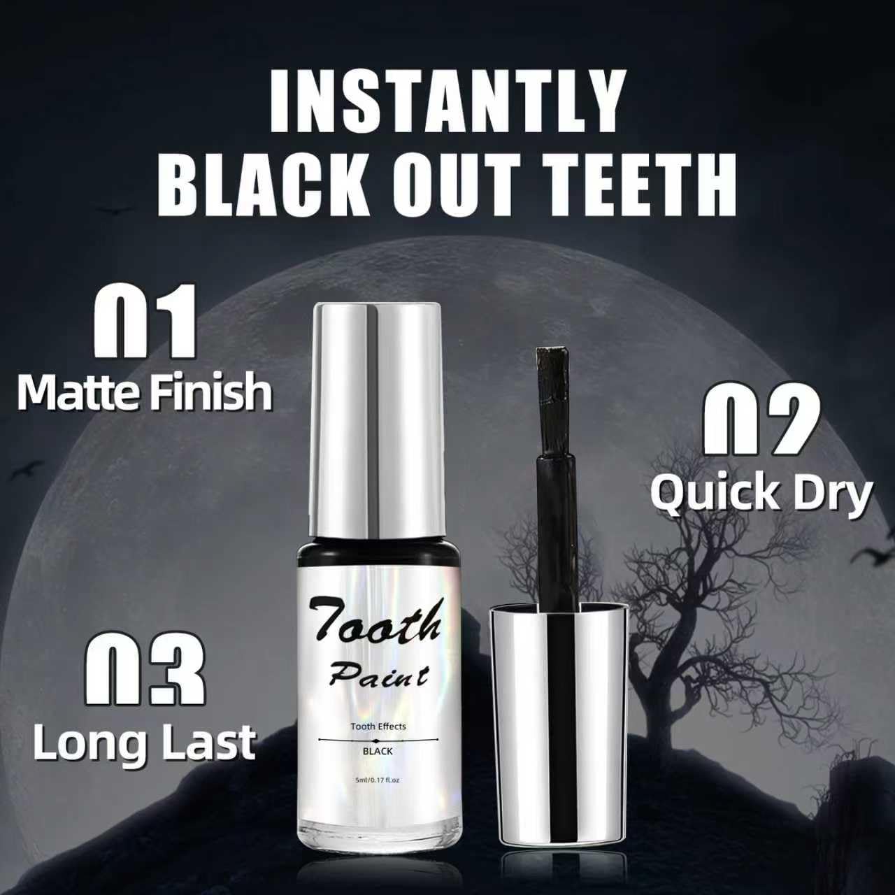 Black Tooth Paint,Professional Black Out Teeth Makeup,Quick Dry & Realistic, for Cosplay,Rotten Teeth Makeup and Missing Teeth SFX for Halloween Art Beauty & Personal Care VPCRT6
