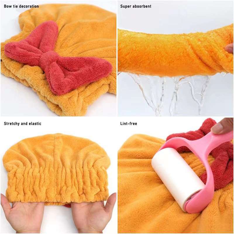 Super Absorbent Hair Towel Wrap for Wet Hair, Microfiber Hair Drying Caps Soft Absorbent Quick Drying Cap for Curly Thick Hair, Fast Drying Hair